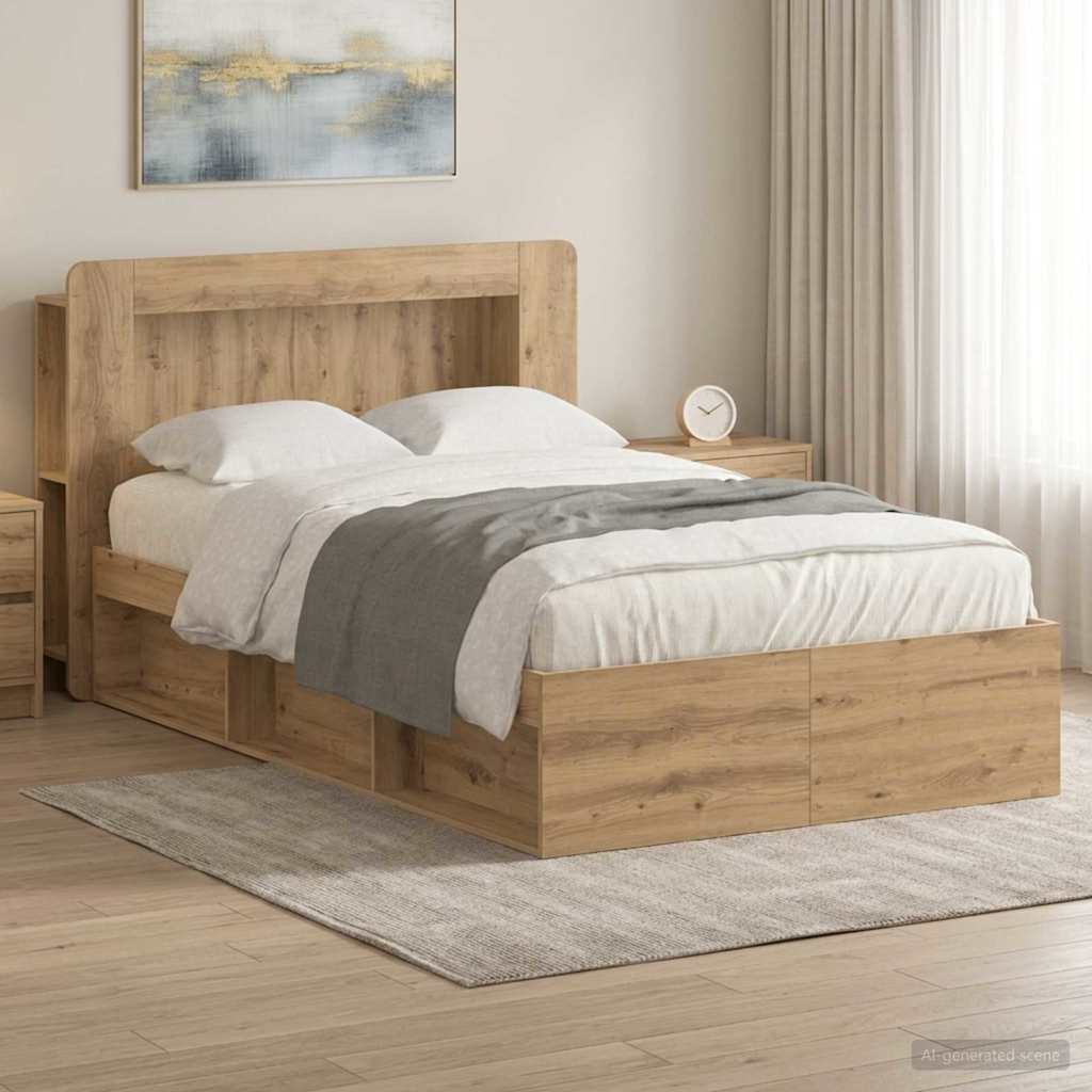 Bettgestell mit Stauraum Artisan-Eiche 120 x 200 cm