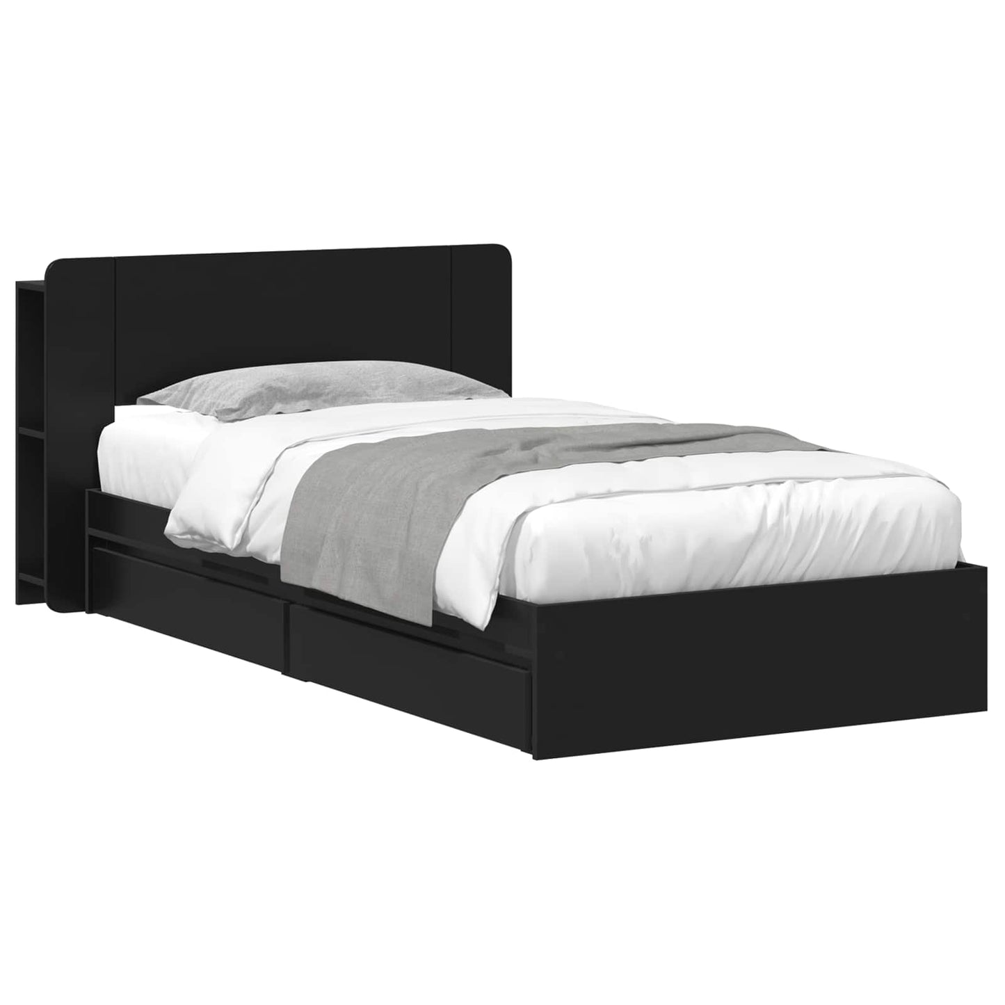 Bettgestell mit Stauraum Schwarz 75 x 190 cm Holzwerkstoff