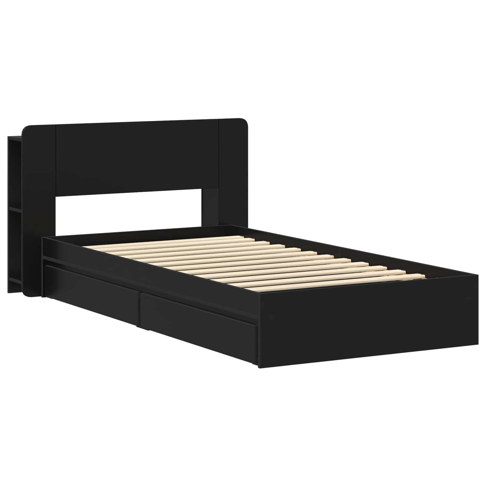 Bettgestell mit Stauraum Schwarz 75 x 190 cm Holzwerkstoff