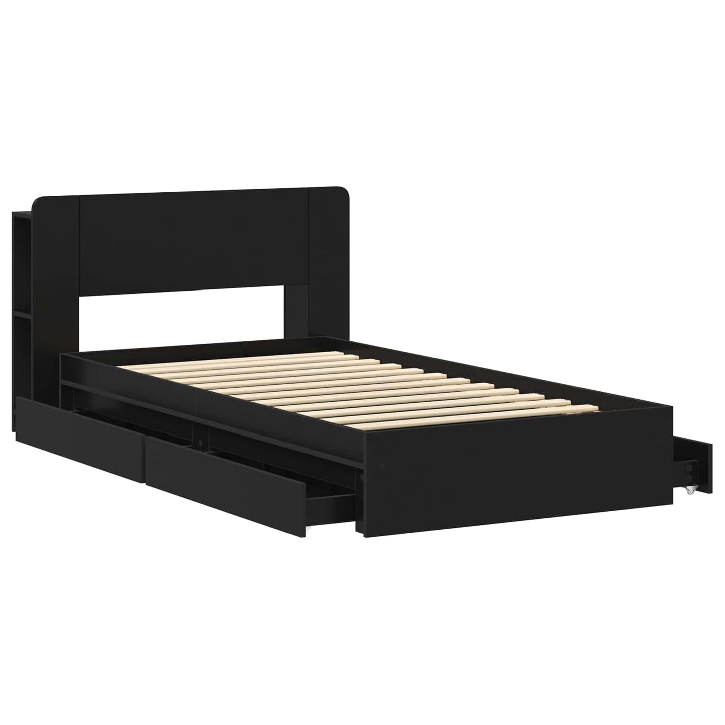 Bettgestell mit Stauraum Schwarz 75 x 190 cm Holzwerkstoff