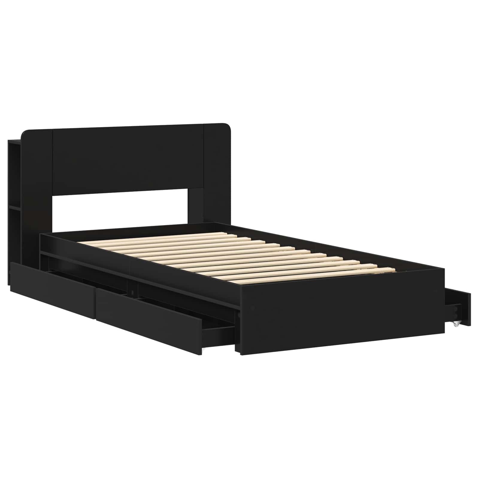 Bettgestell mit Stauraum Schwarz 75 x 190 cm Holzwerkstoff