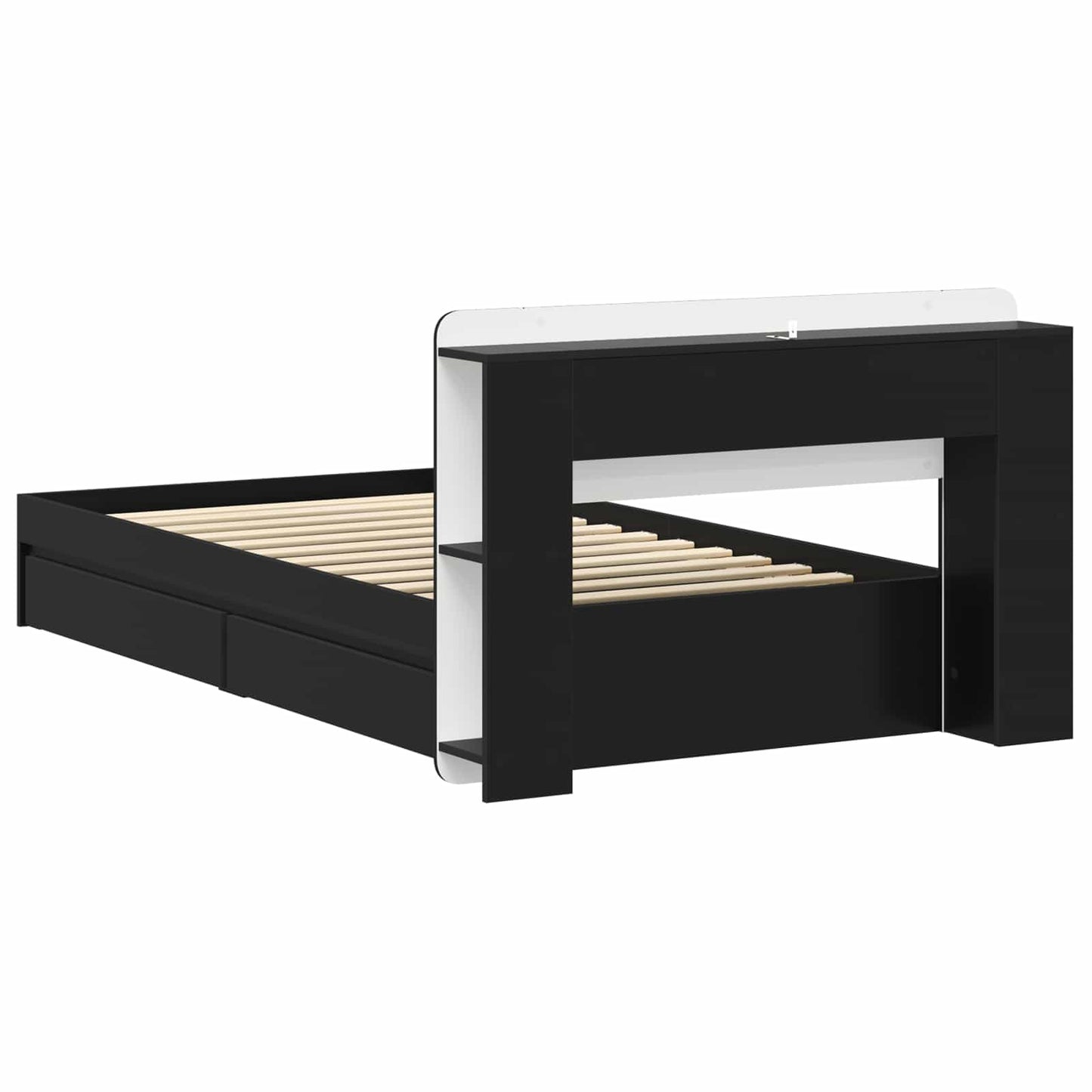 Bettgestell mit Stauraum Schwarz 75 x 190 cm Holzwerkstoff