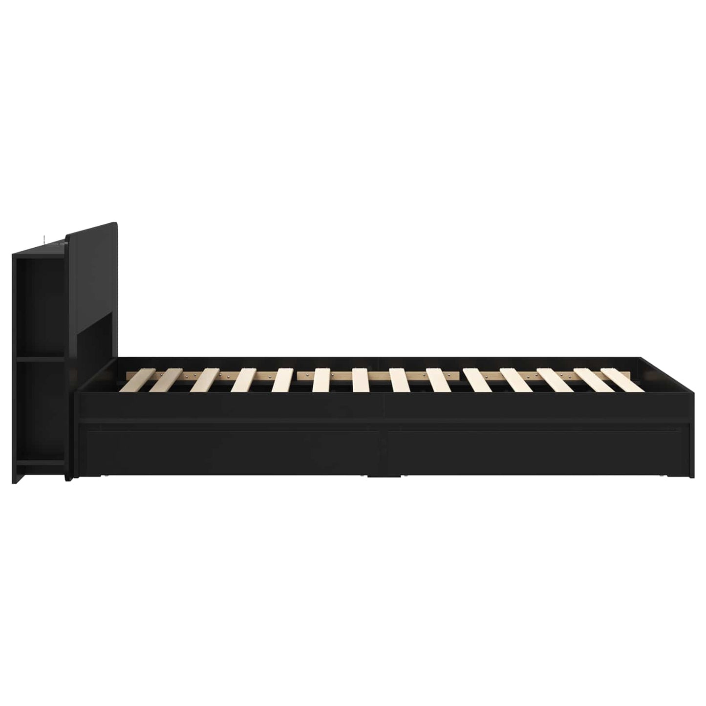 Bettgestell mit Stauraum Schwarz 75 x 190 cm Holzwerkstoff