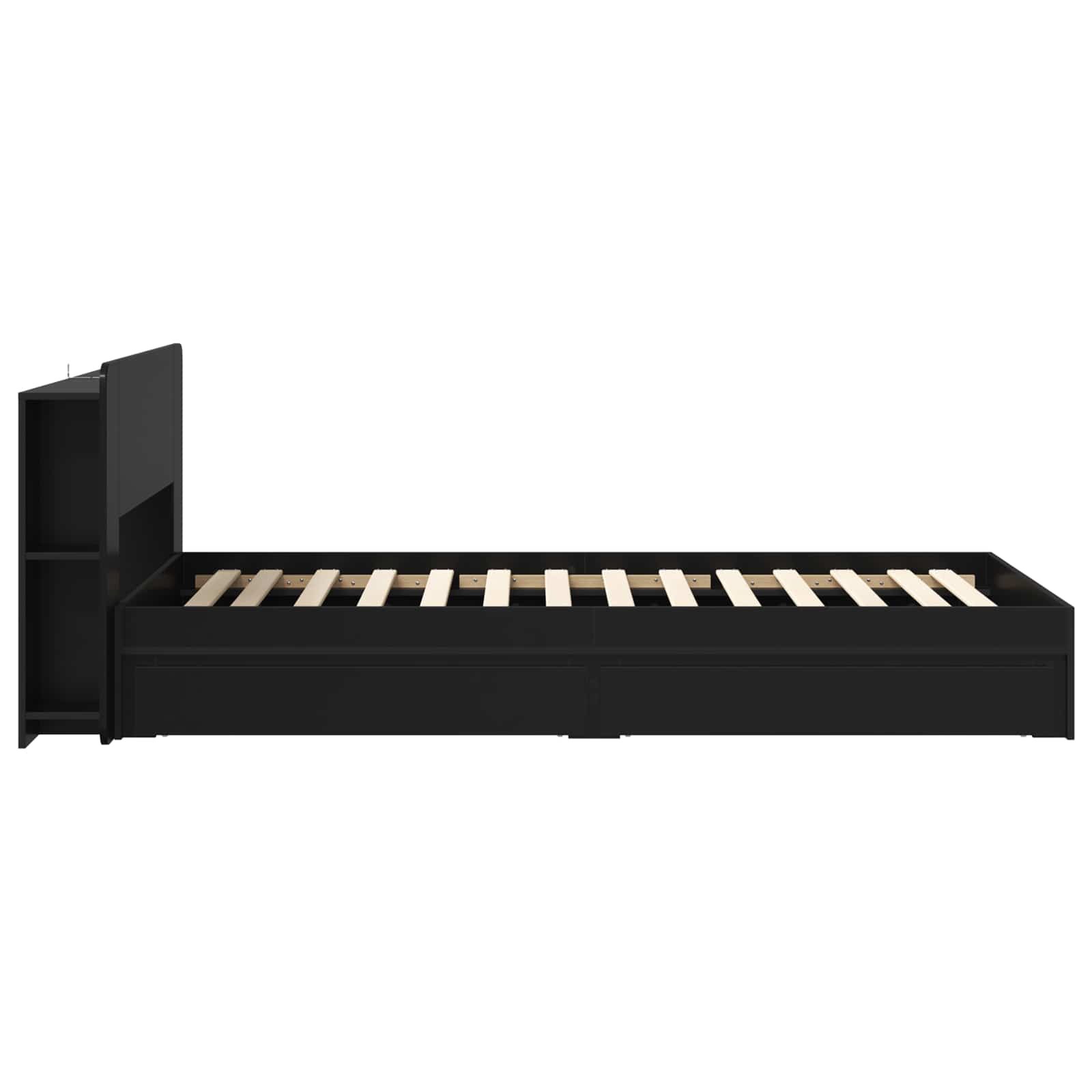 Bettgestell mit Stauraum Schwarz 75 x 190 cm Holzwerkstoff