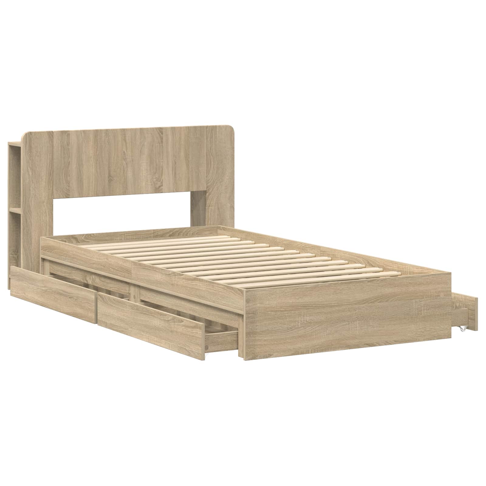Bettgestell mit Stauraum Sonoma-Eiche 75 x 190 cm Holzwerkstoff