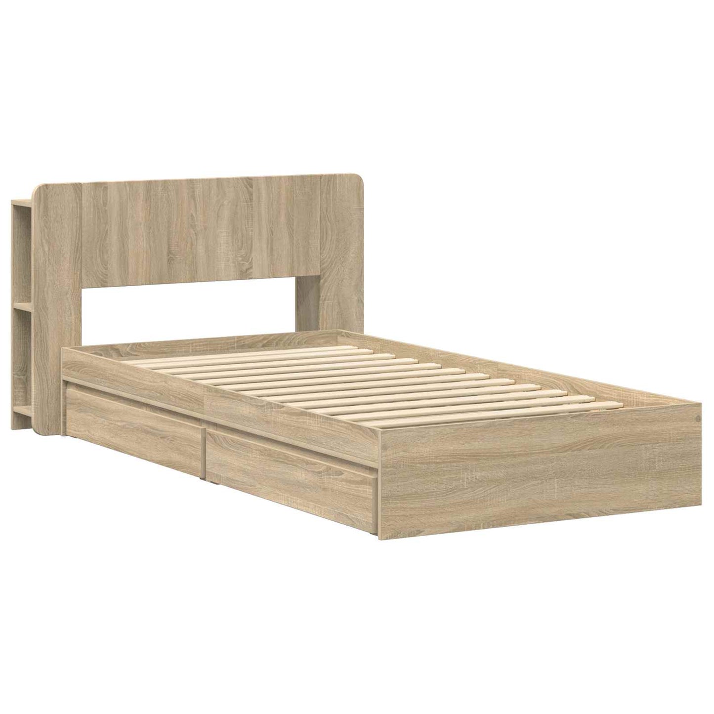 Bettgestell mit Stauraum Sonoma-Eiche 90 x 190 cm Holzwerkstoff