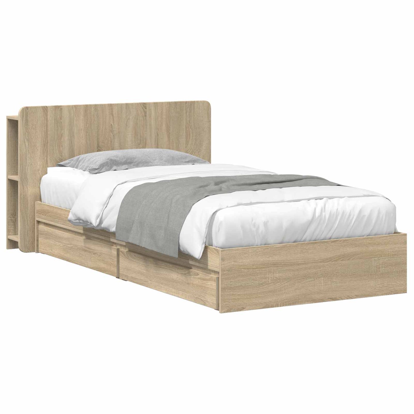 Bettgestell mit Stauraum Sonoma-Eiche 90 x 200 cm Holzwerkstoff