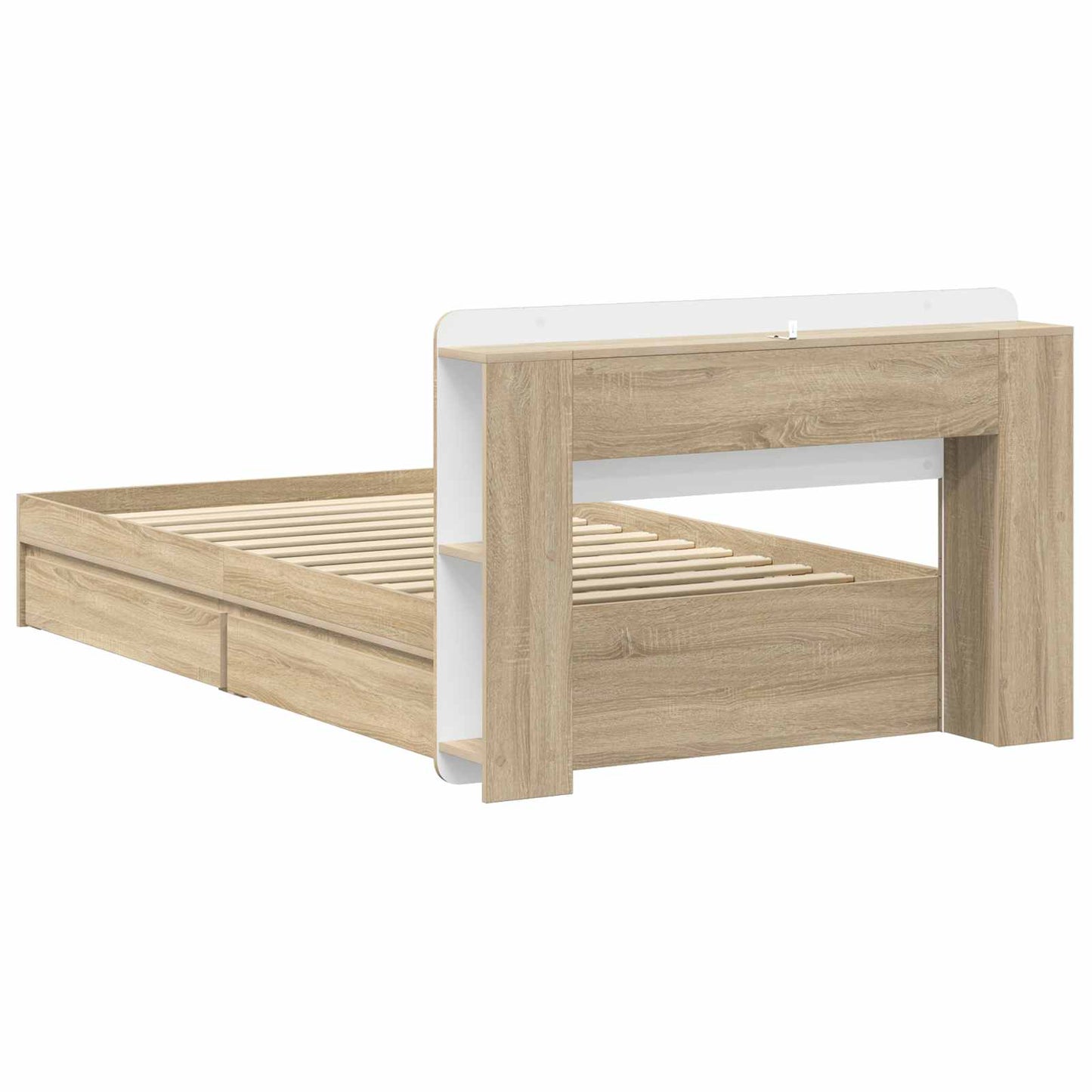 Bettgestell mit Stauraum Sonoma-Eiche 90 x 200 cm Holzwerkstoff