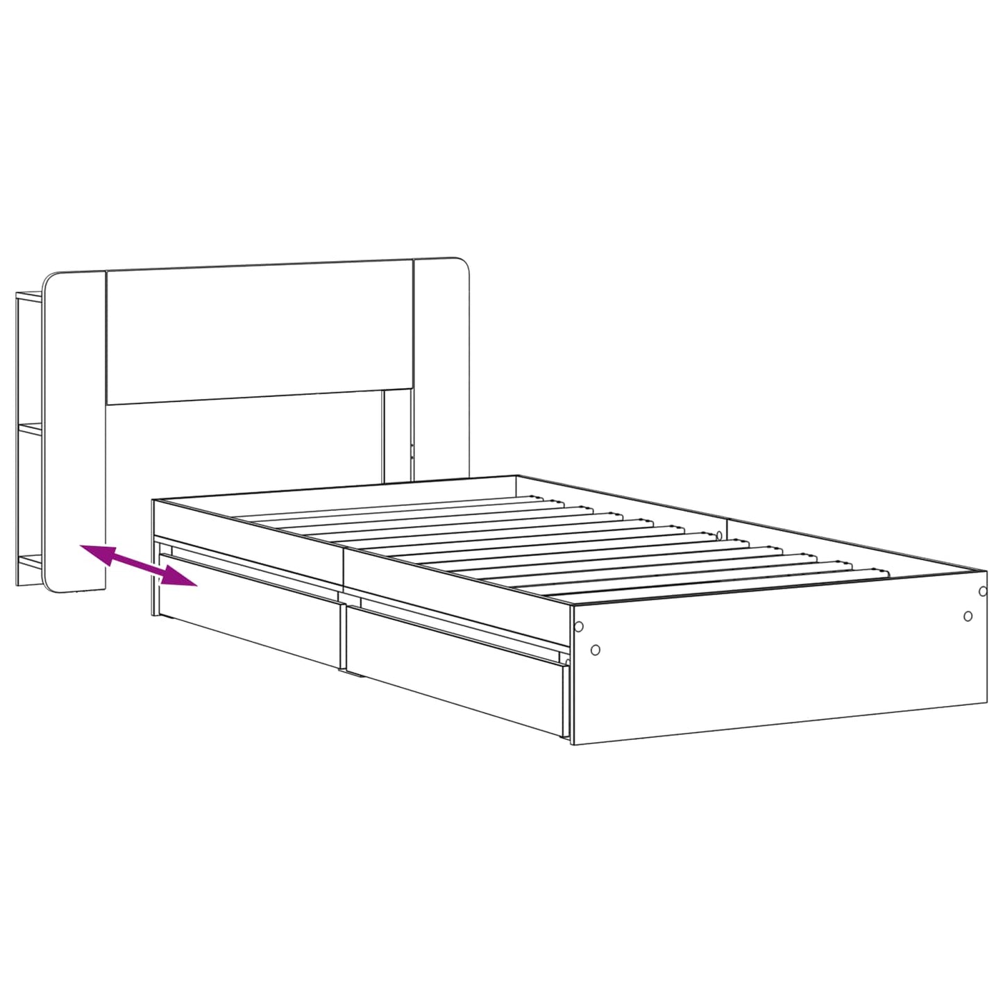 Bettgestell mit Stauraum Sonoma-Eiche 90 x 200 cm Holzwerkstoff
