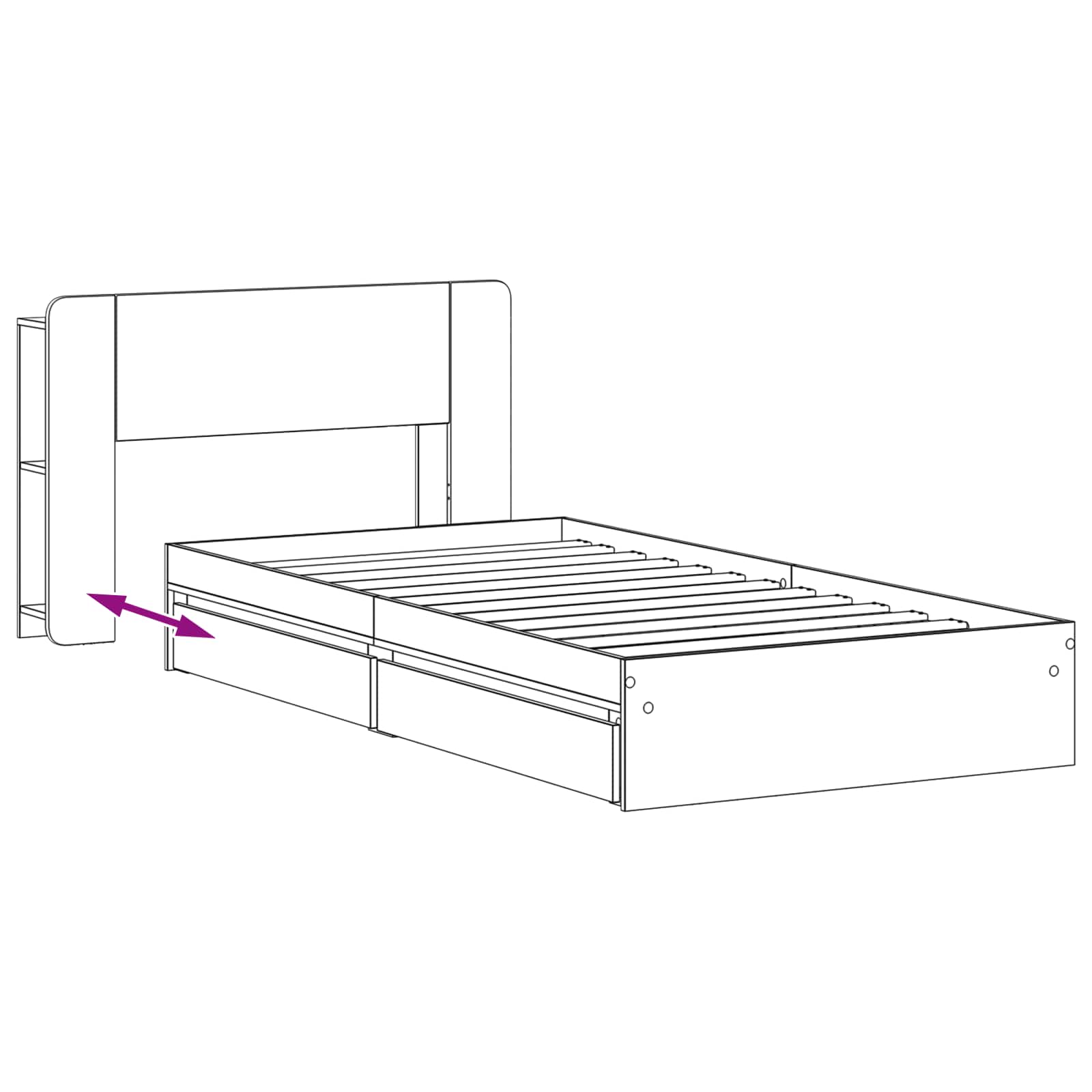 Bettgestell mit Stauraum Sonoma-Eiche 90 x 200 cm Holzwerkstoff