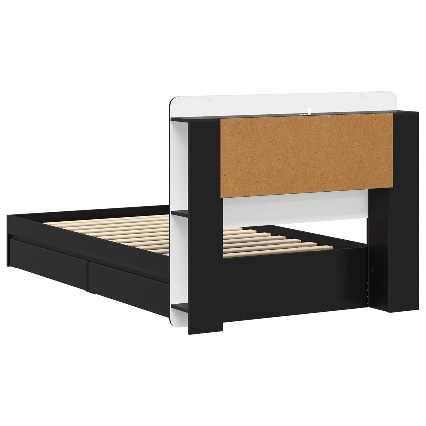 Bettgestell mit Stauraum Schwarz 75 x 190 cm Holzwerkstoff