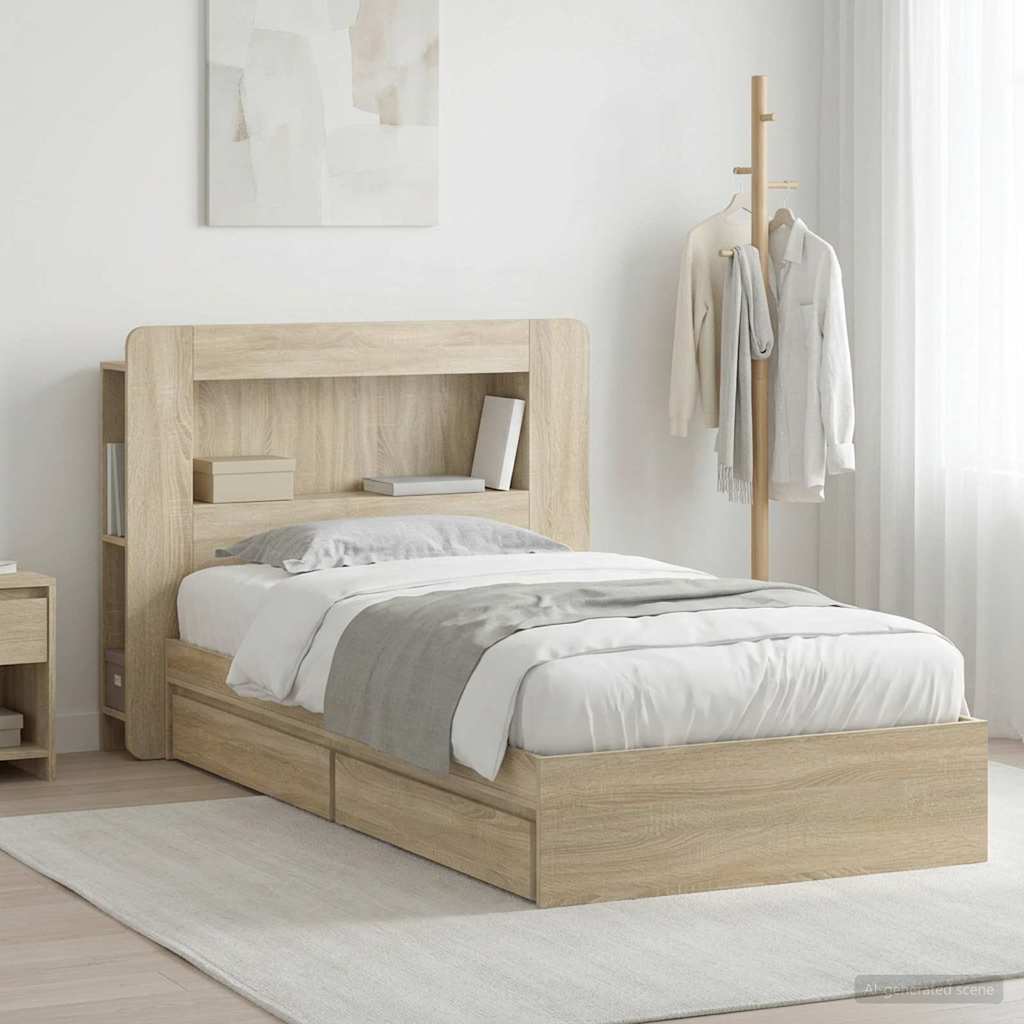Bettgestell mit Stauraum Sonoma-Eiche 75 x 190 cm Holzwerkstoff