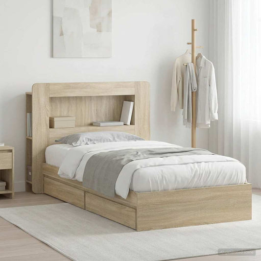 Bettgestell mit Stauraum Sonoma-Eiche 75 x 190 cm Holzwerkstoff