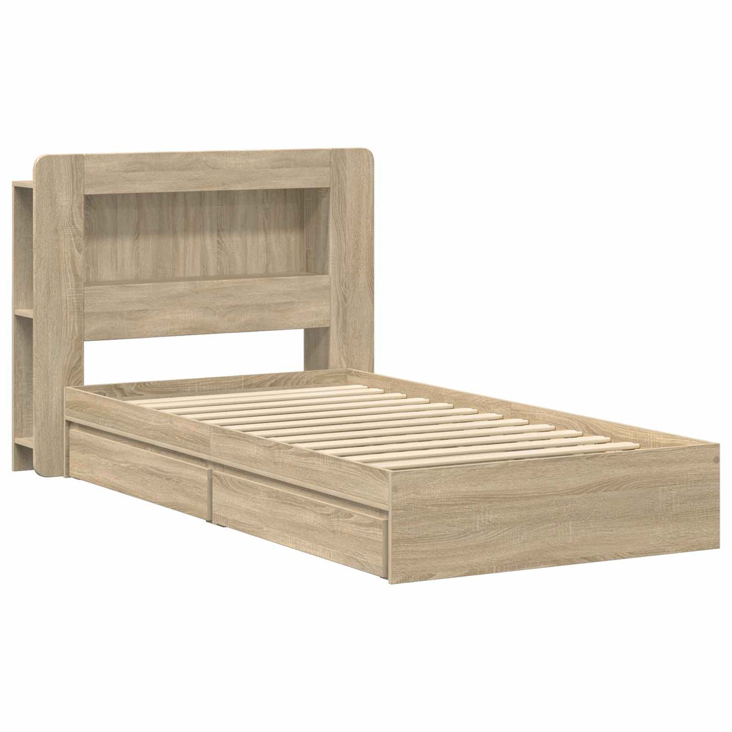 Bettgestell mit Stauraum Sonoma-Eiche 75 x 190 cm Holzwerkstoff