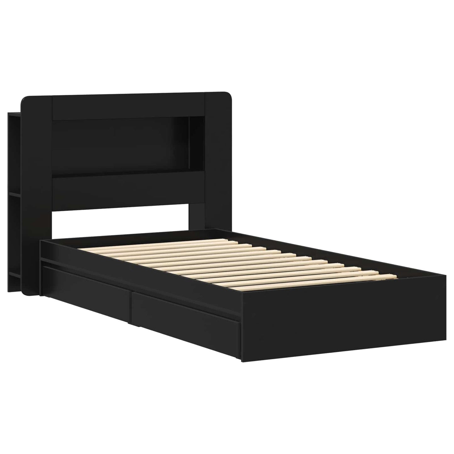 Bettgestell mit Stauraum Schwarz 90 x 190 cm Holzwerkstoff