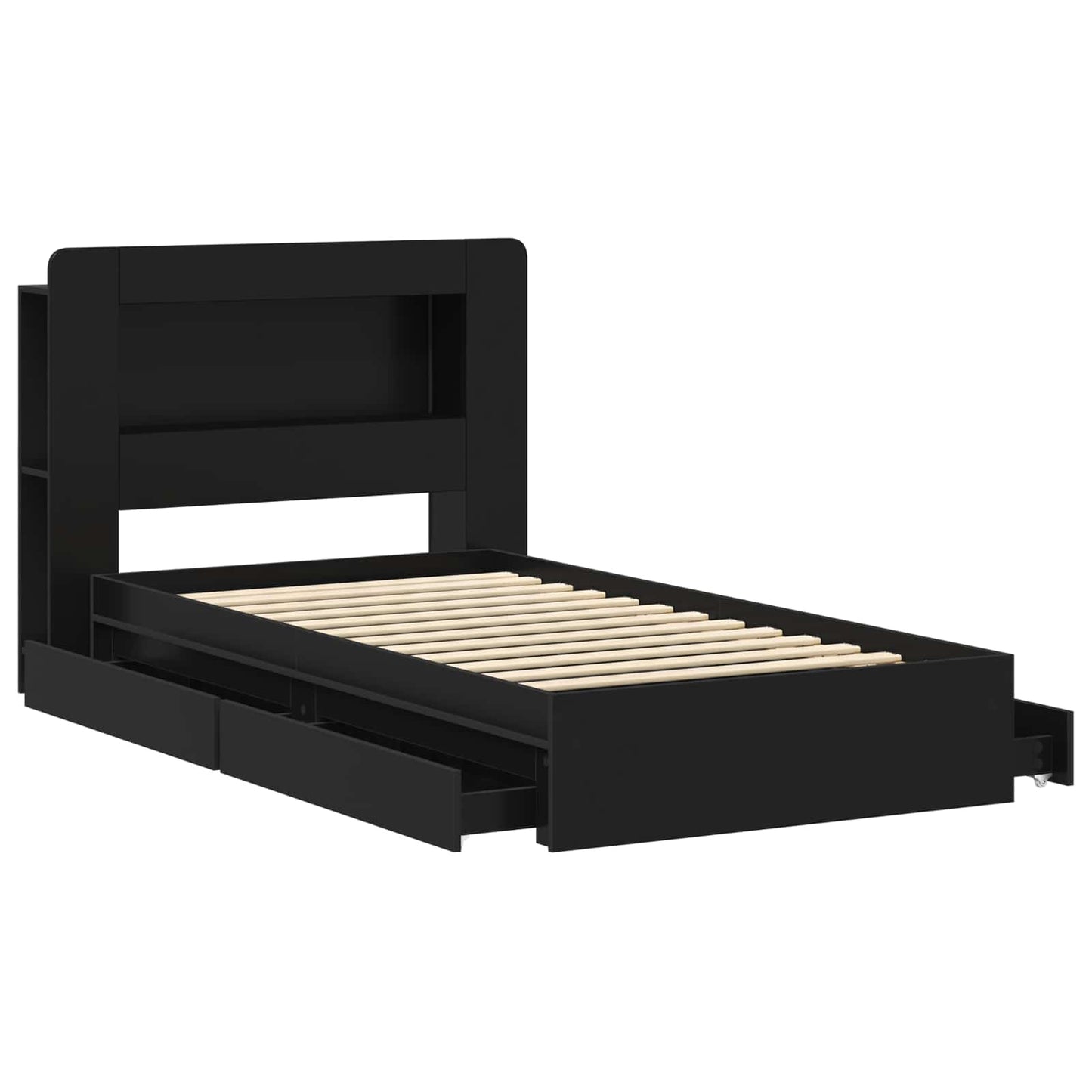 Bettgestell mit Stauraum Schwarz 90 x 190 cm Holzwerkstoff