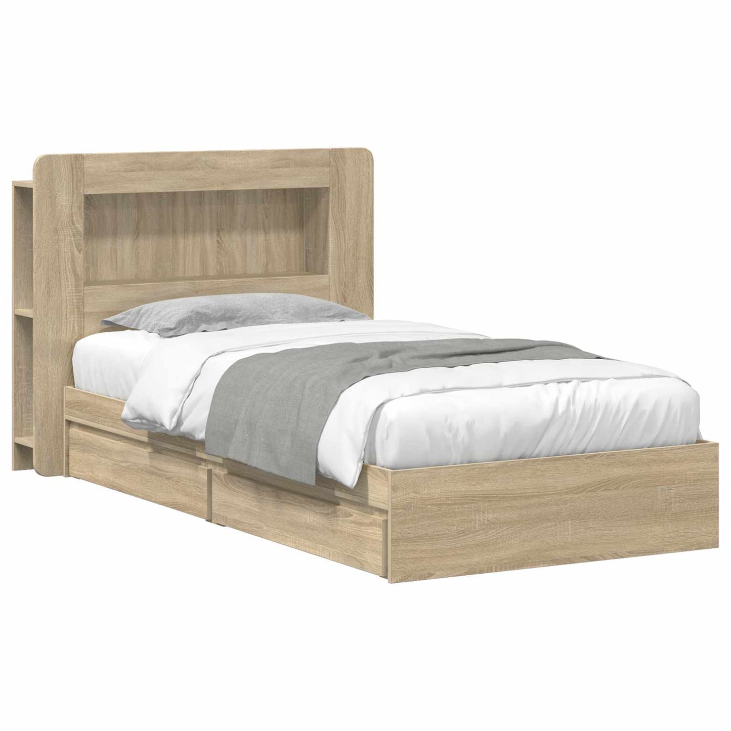 Bettgestell mit Stauraum Sonoma-Eiche 90 x 190 cm Holzwerkstoff