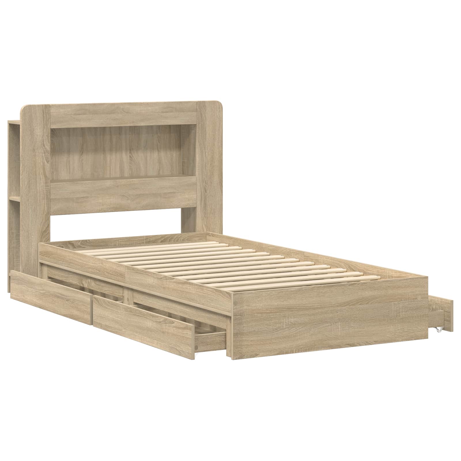 Bettgestell mit Stauraum Sonoma-Eiche 90 x 190 cm Holzwerkstoff