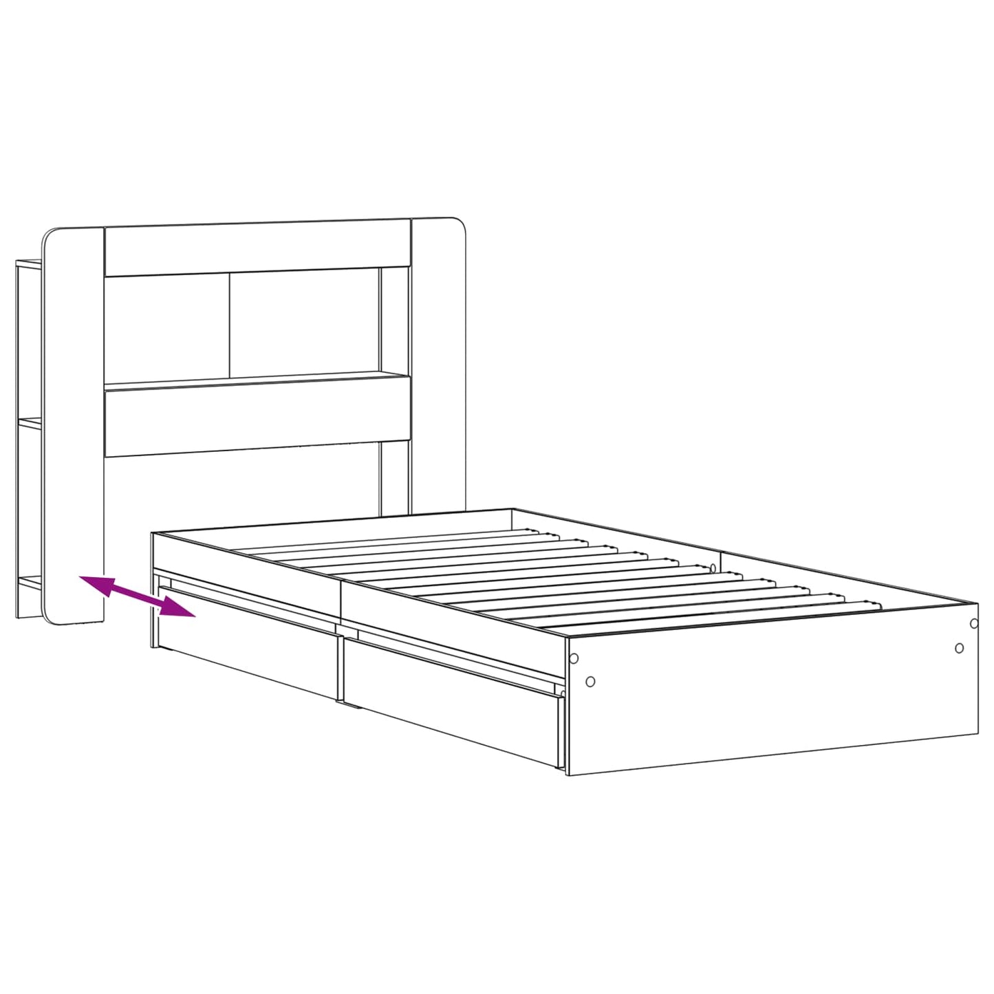 Bettgestell mit Stauraum Sonoma-Eiche 90 x 190 cm Holzwerkstoff