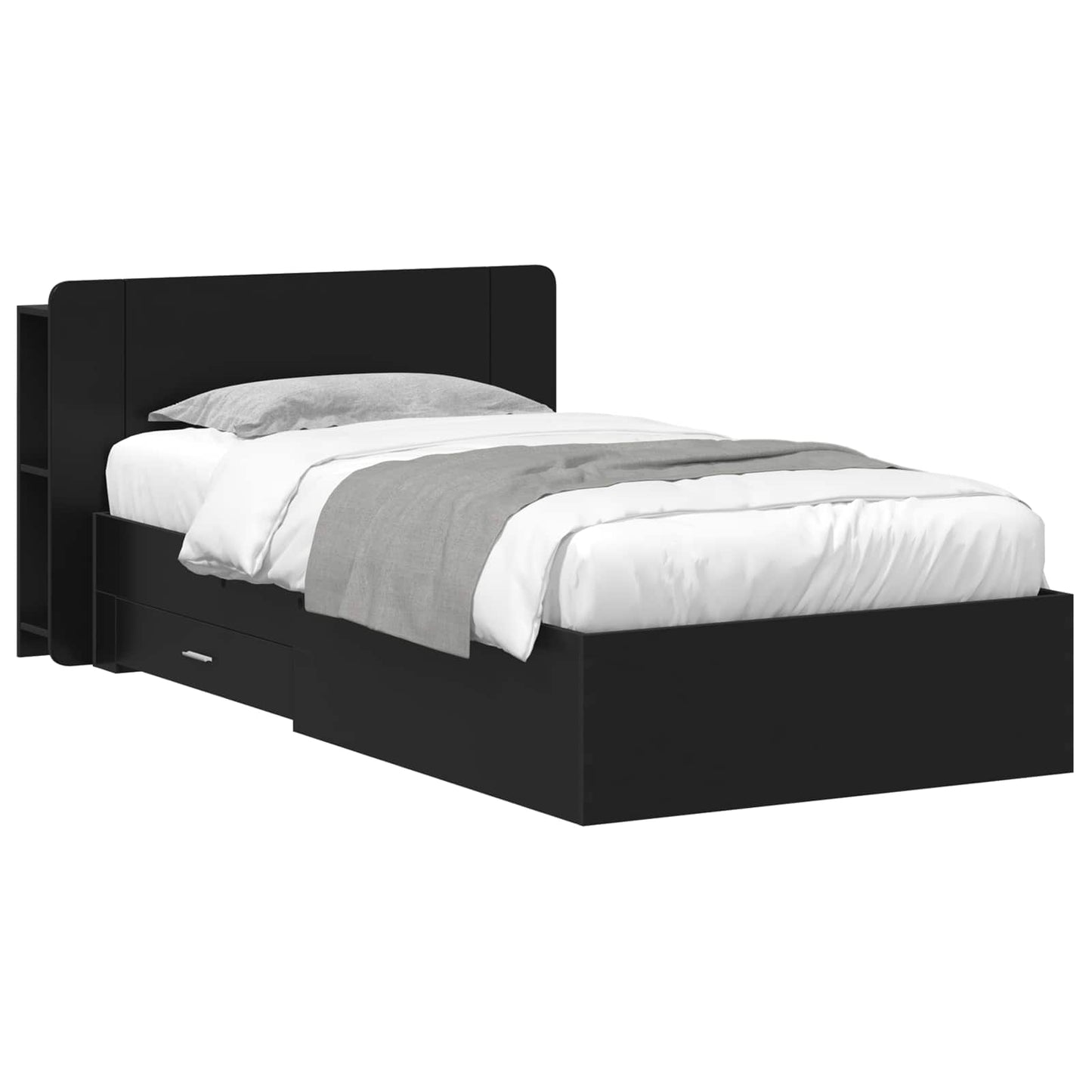 Bettgestell mit Stauraum Schwarz 75 x 190 cm Holzwerkstoff