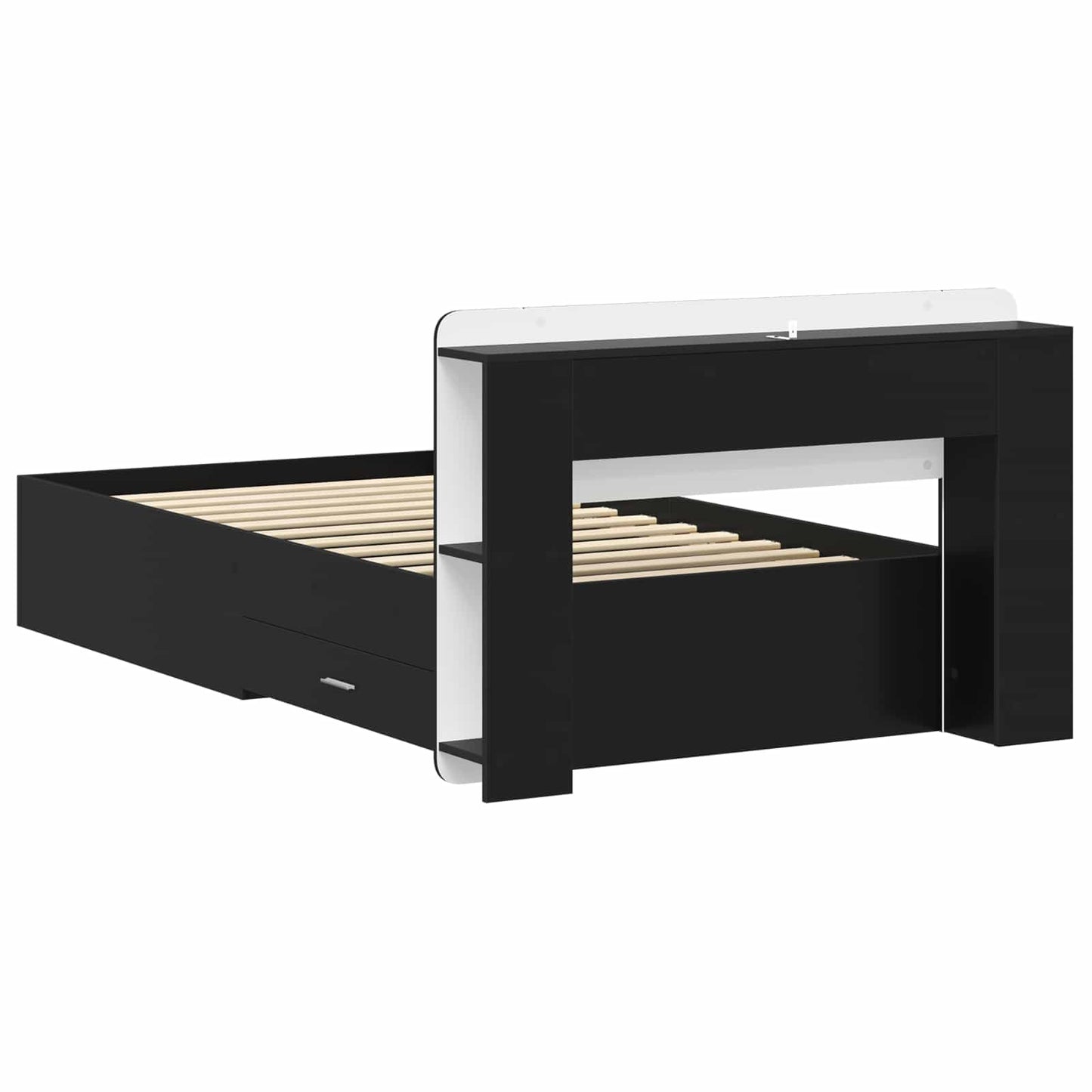 Bettgestell mit Stauraum Schwarz 75 x 190 cm Holzwerkstoff