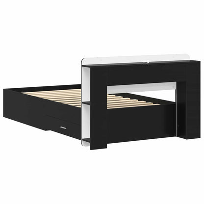 Bettgestell mit Stauraum Schwarz 75 x 190 cm Holzwerkstoff