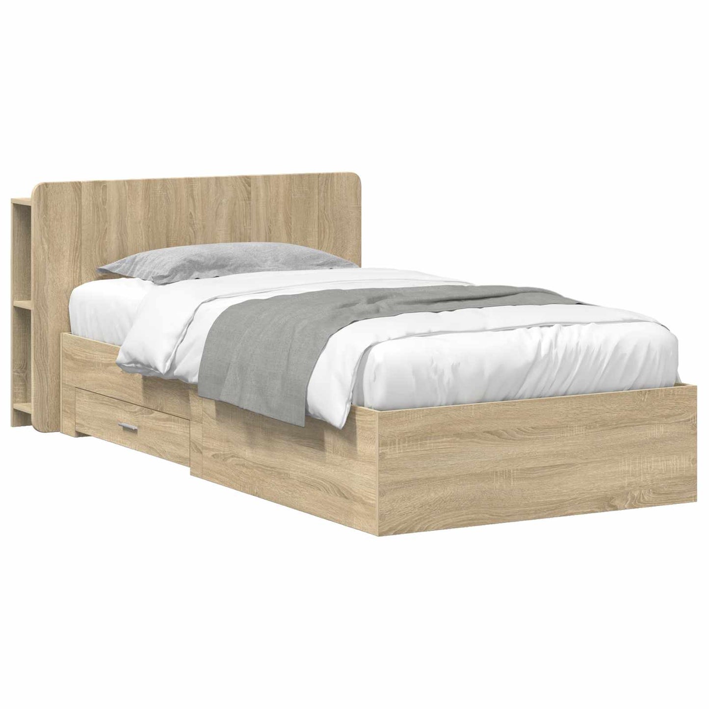 Bettgestell mit Stauraum Sonoma-Eiche 75 x 190 cm Holzwerkstoff