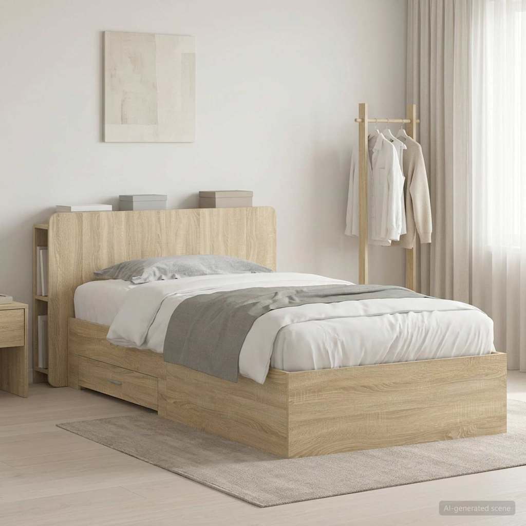 Bettgestell mit Stauraum Sonoma-Eiche 80 x 200 cm Holzwerkstoff