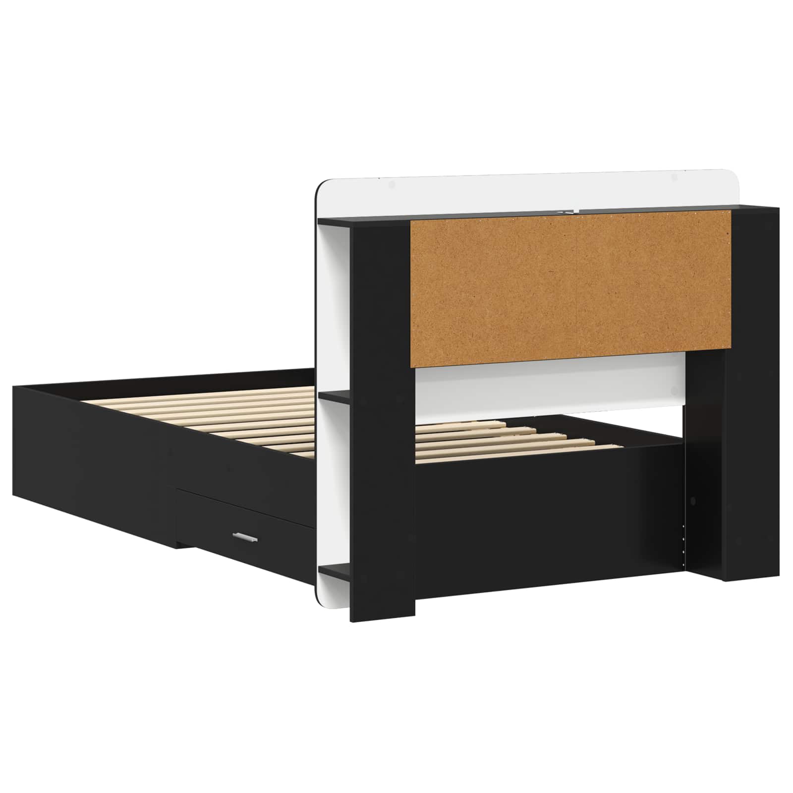 Bettgestell mit Stauraum Schwarz 75 x 190 cm Holzwerkstoff