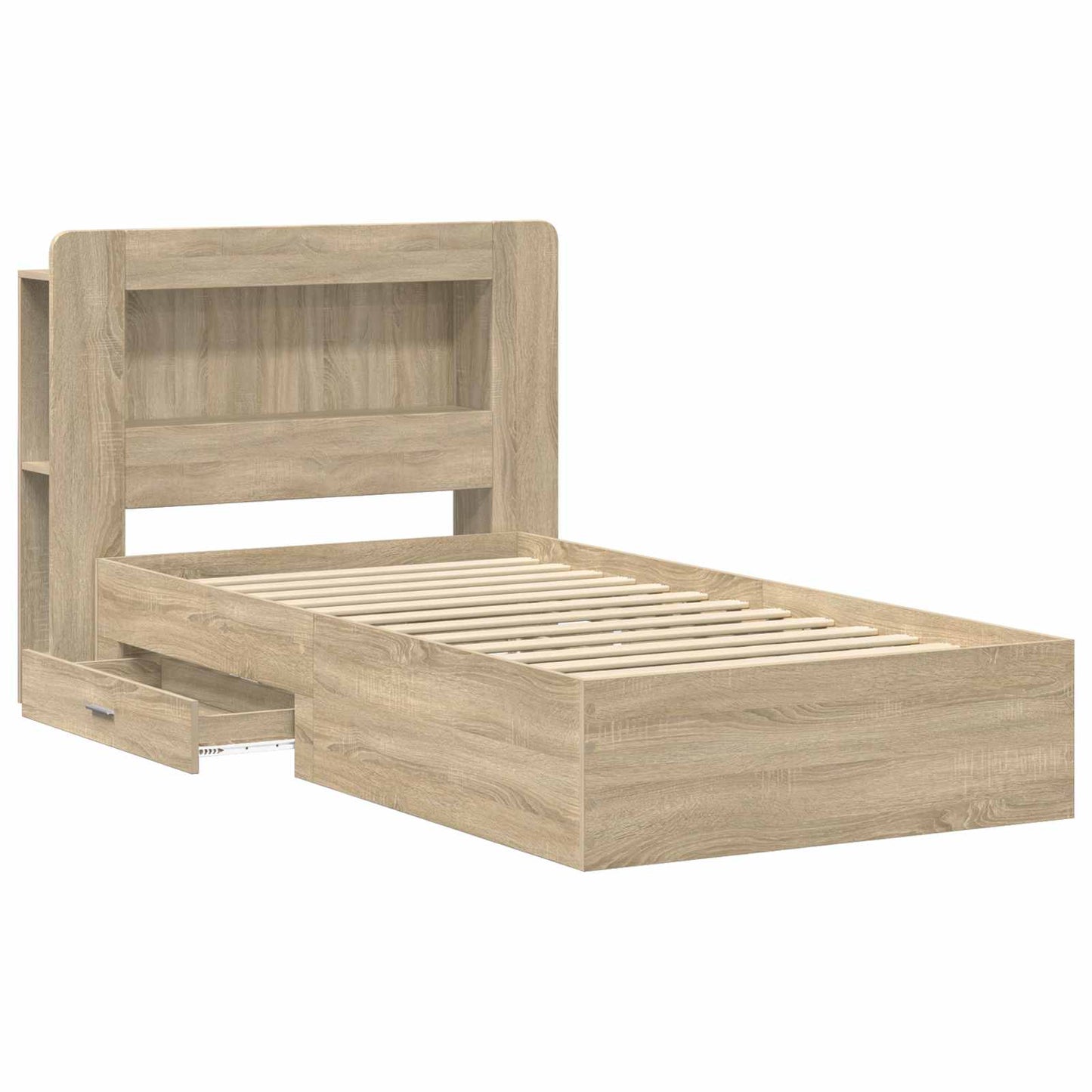 Bettgestell mit Stauraum Sonoma-Eiche 75 x 190 cm Holzwerkstoff
