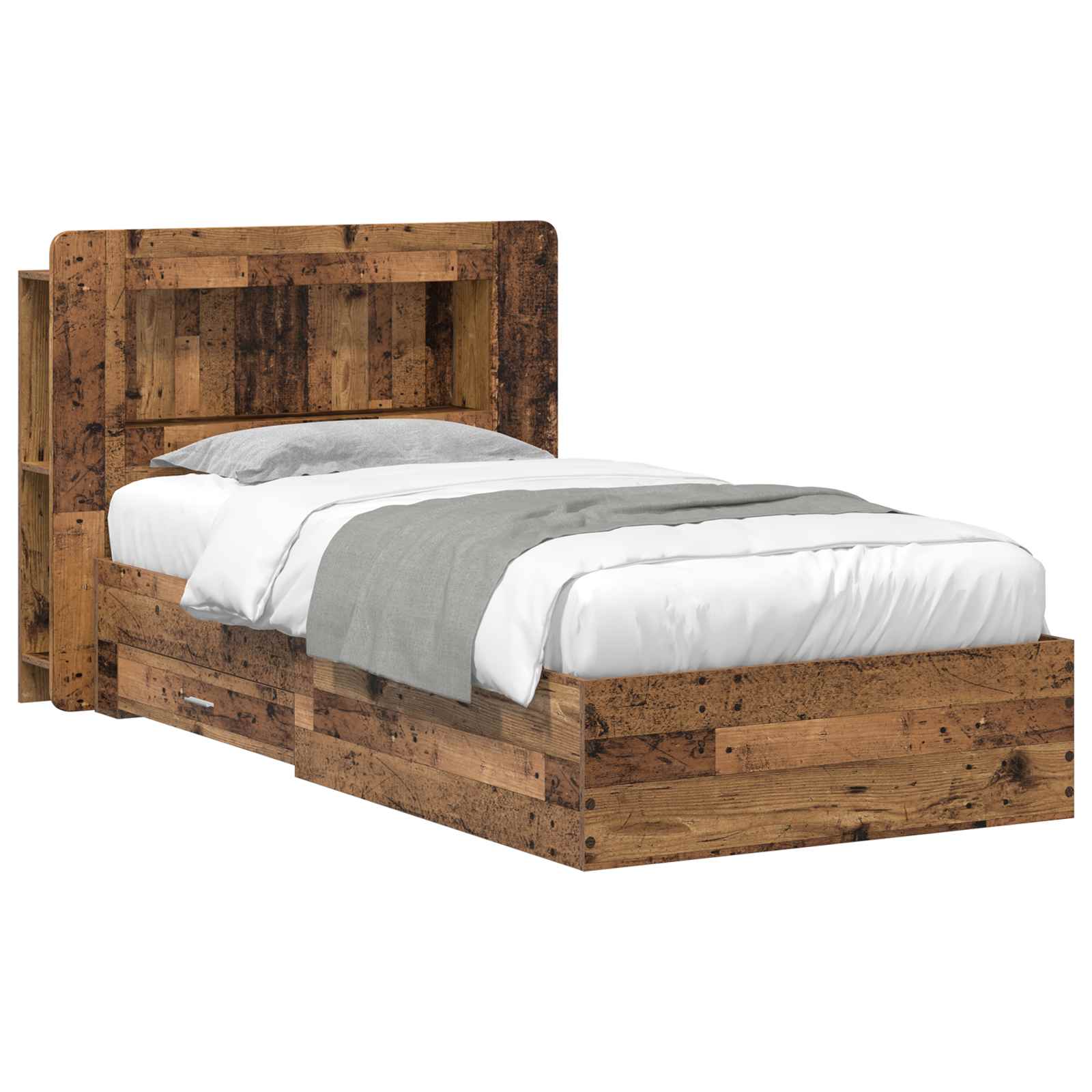 Bettgestell mit Stauraum Altholz 90 x 190 cm Holzwerkstoff