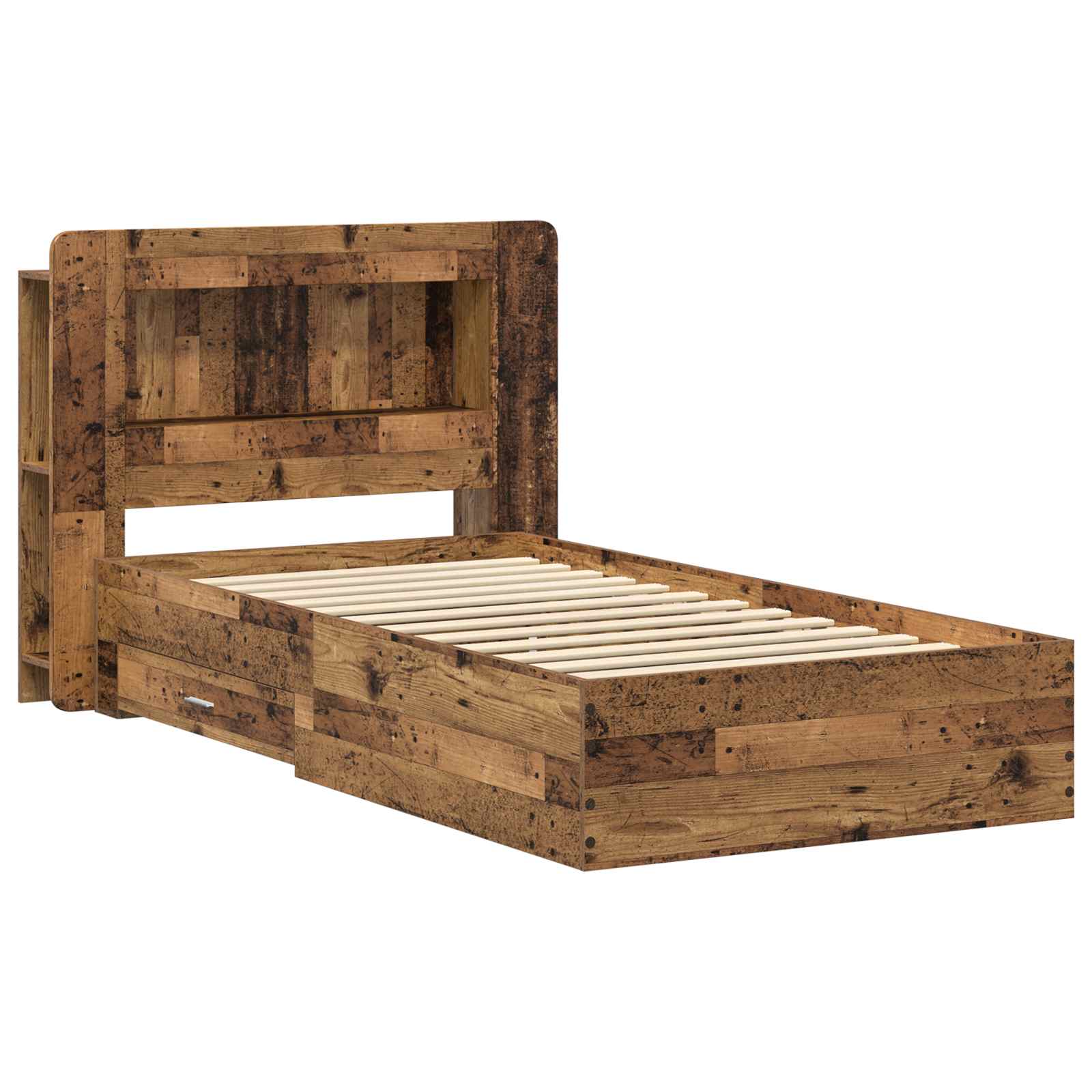 Bettgestell mit Stauraum Altholz 90 x 190 cm Holzwerkstoff