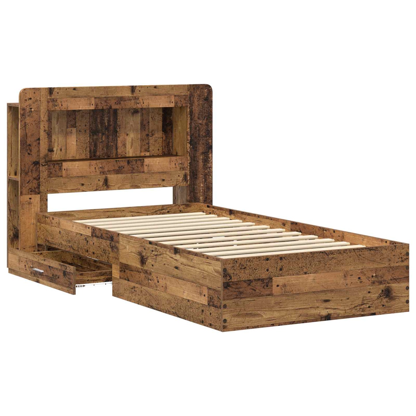 Bettgestell mit Stauraum Altholz 90 x 190 cm Holzwerkstoff