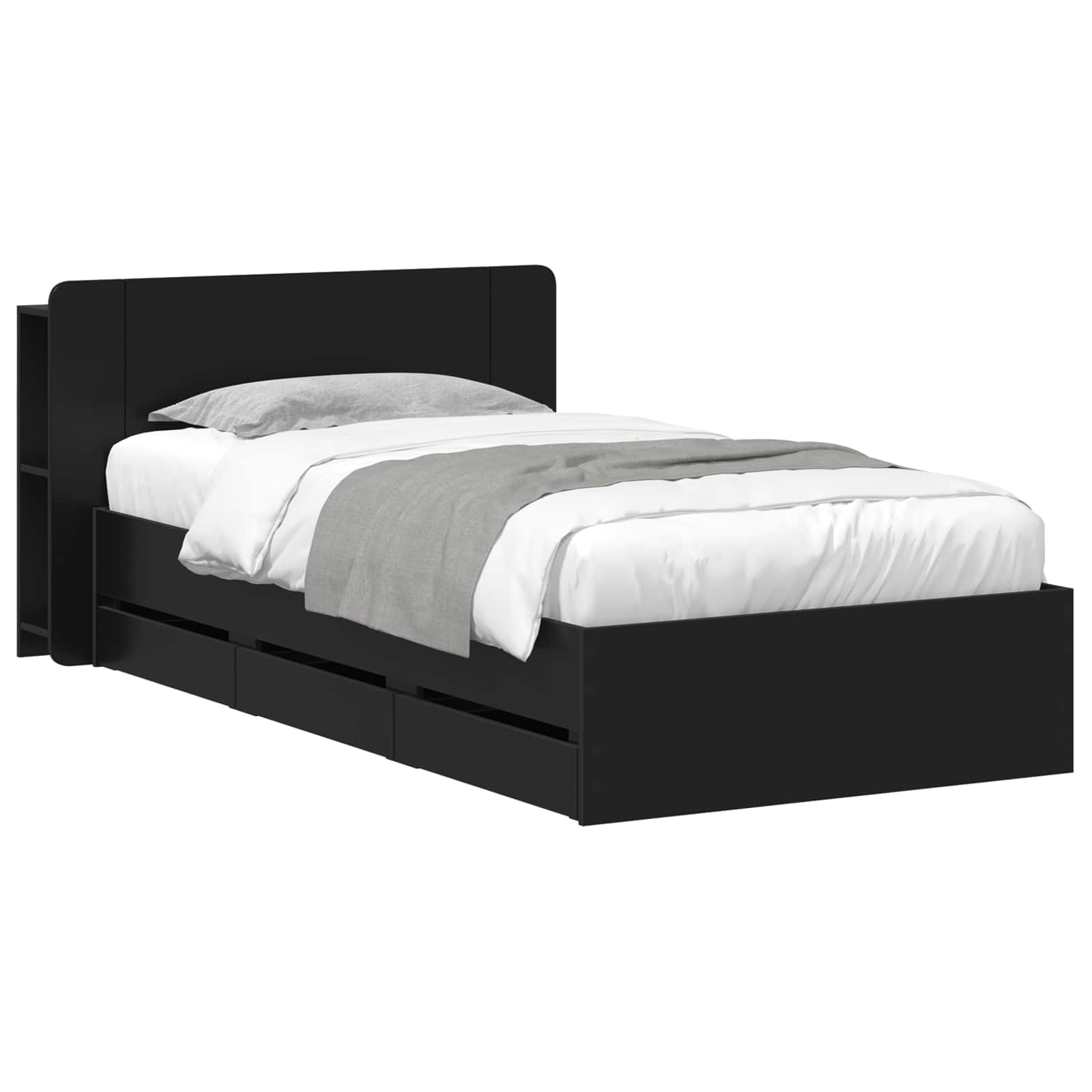 Bettgestell mit Stauraum und Kopfteil Schwarz 75 x 190 cm