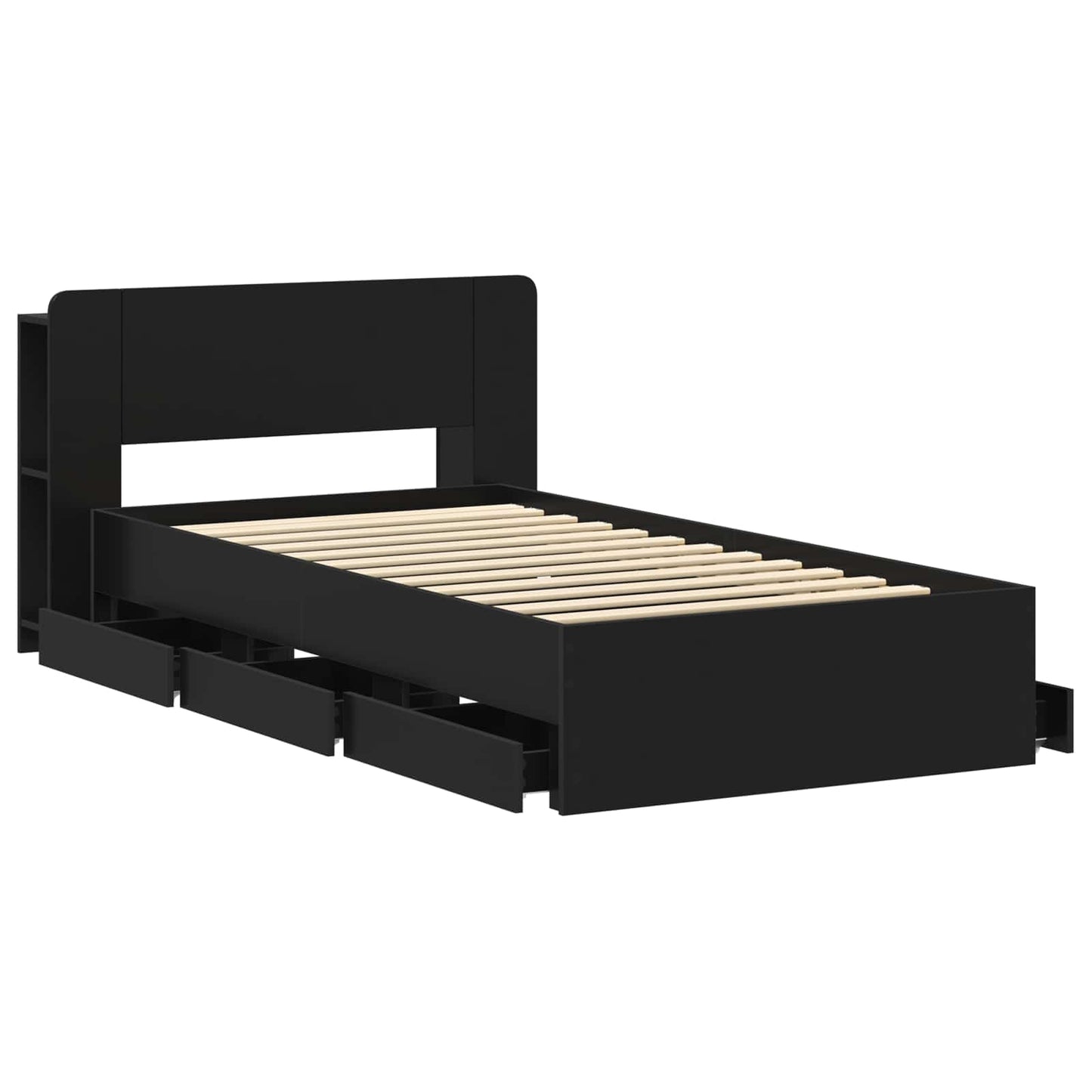 Bettgestell mit Stauraum und Kopfteil Schwarz 75 x 190 cm