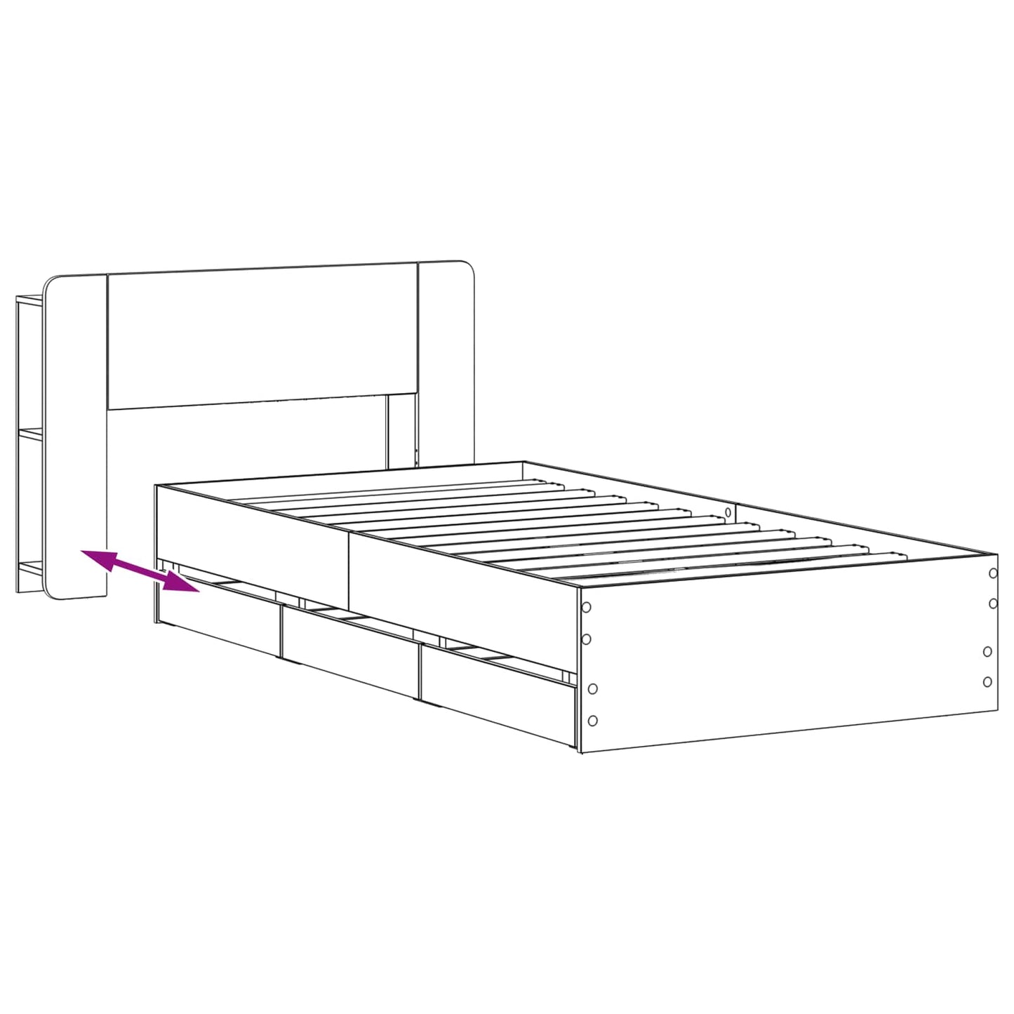 Bettgestell mit Stauraum und Kopfteil Schwarz 75 x 190 cm