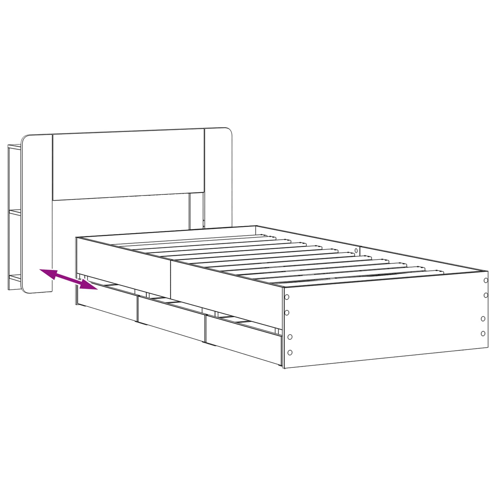 Bettgestell mit Stauraum und Kopfteil Schwarz 75 x 190 cm