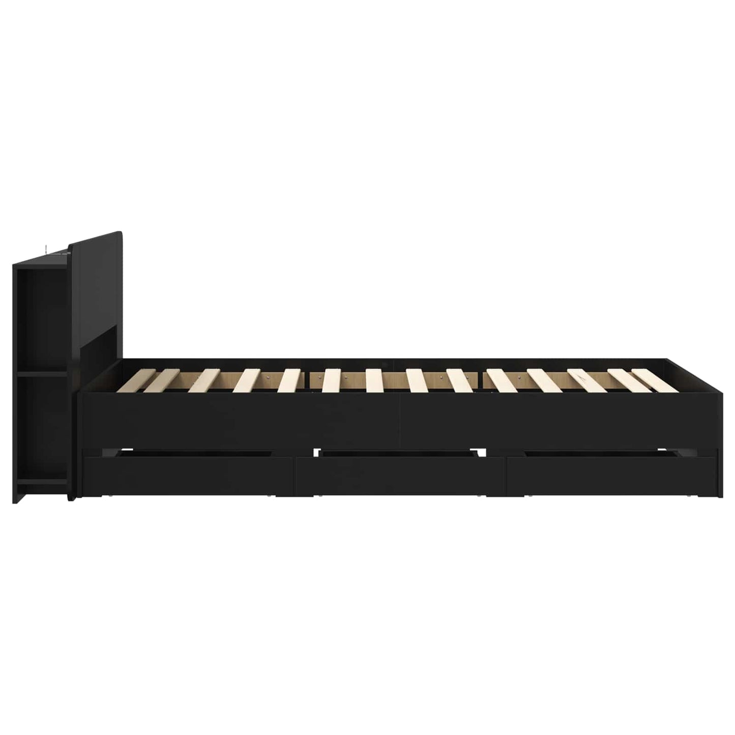 Bettgestell mit Stauraum und Kopfteil Schwarz 75 x 190 cm