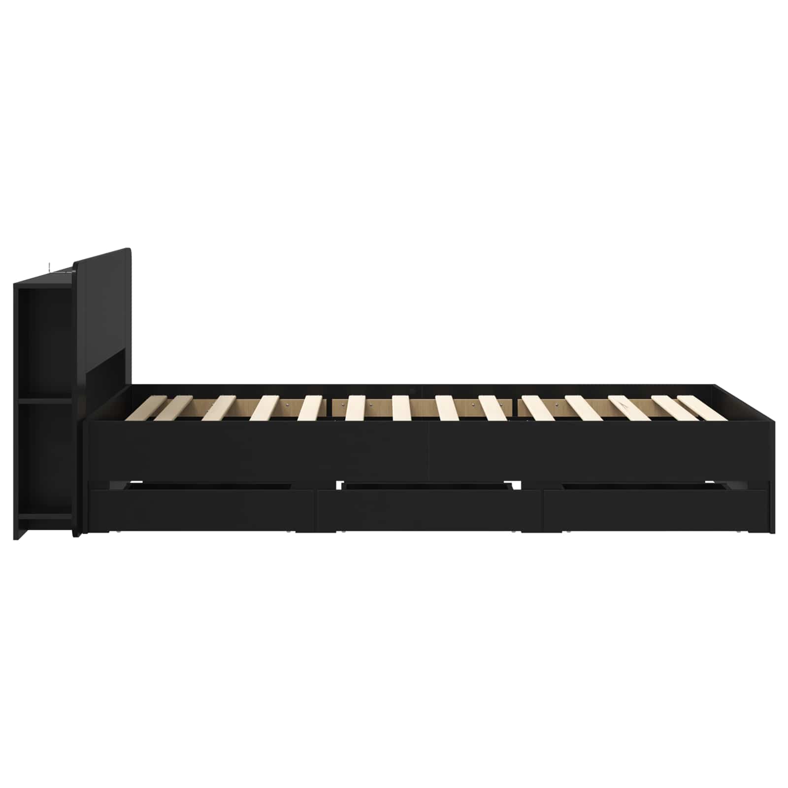 Bettgestell mit Stauraum und Kopfteil Schwarz 75 x 190 cm