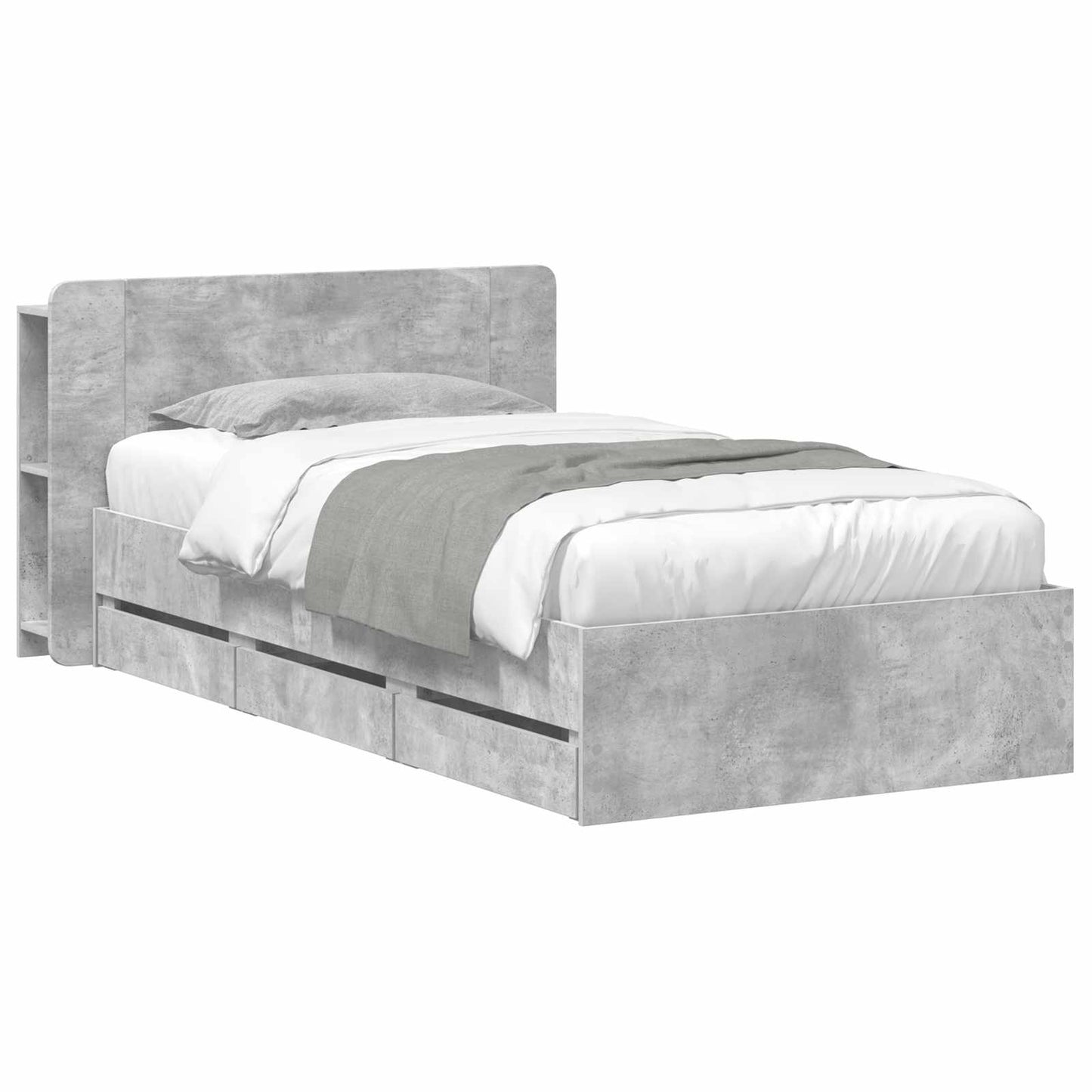 Bettgestell mit Stauraum Betongrau 75 x 190 cm Holzwerkstoff