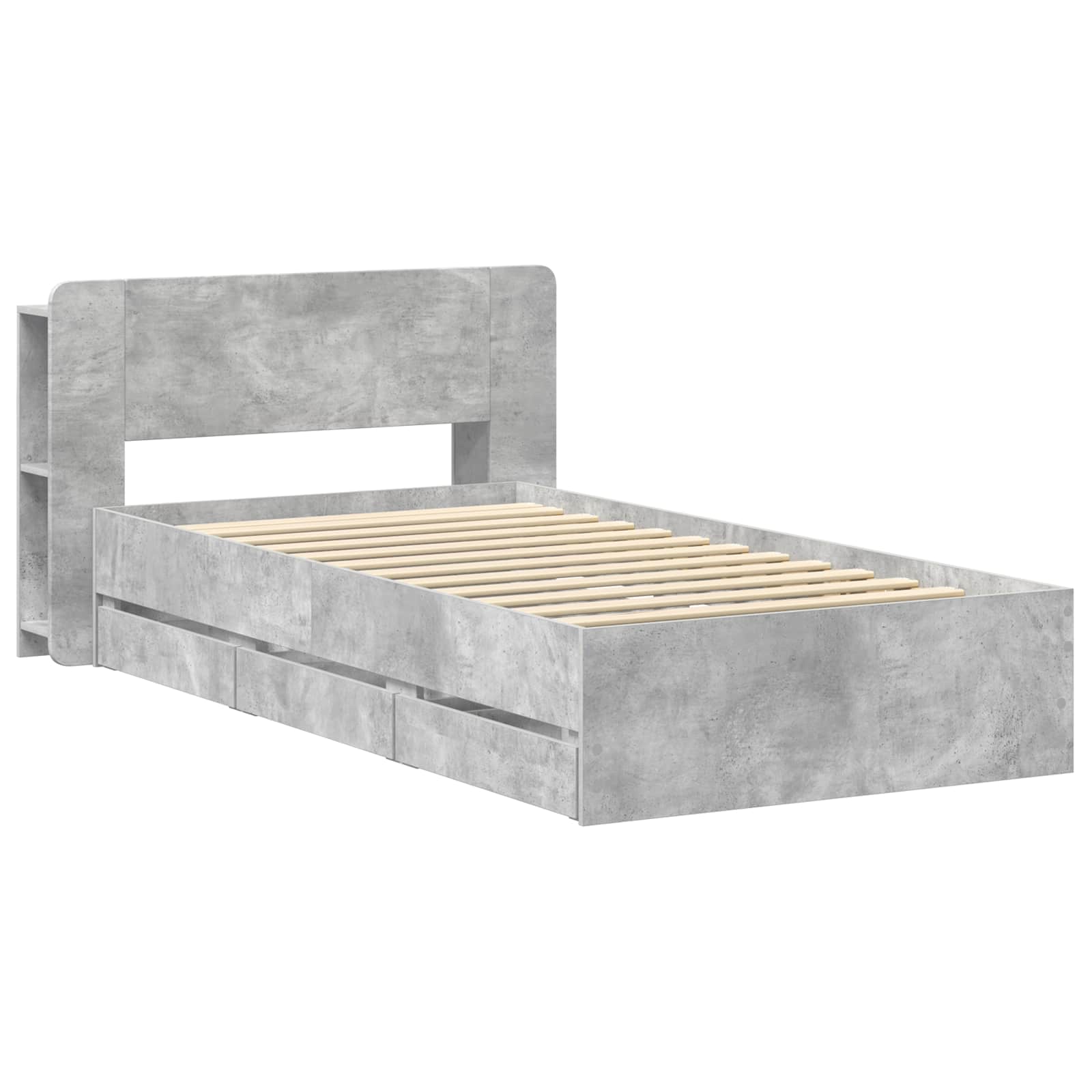 Bettgestell mit Stauraum Betongrau 75 x 190 cm Holzwerkstoff