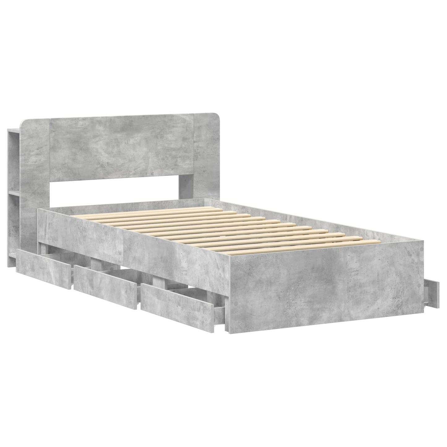 Bettgestell mit Stauraum Betongrau 75 x 190 cm Holzwerkstoff