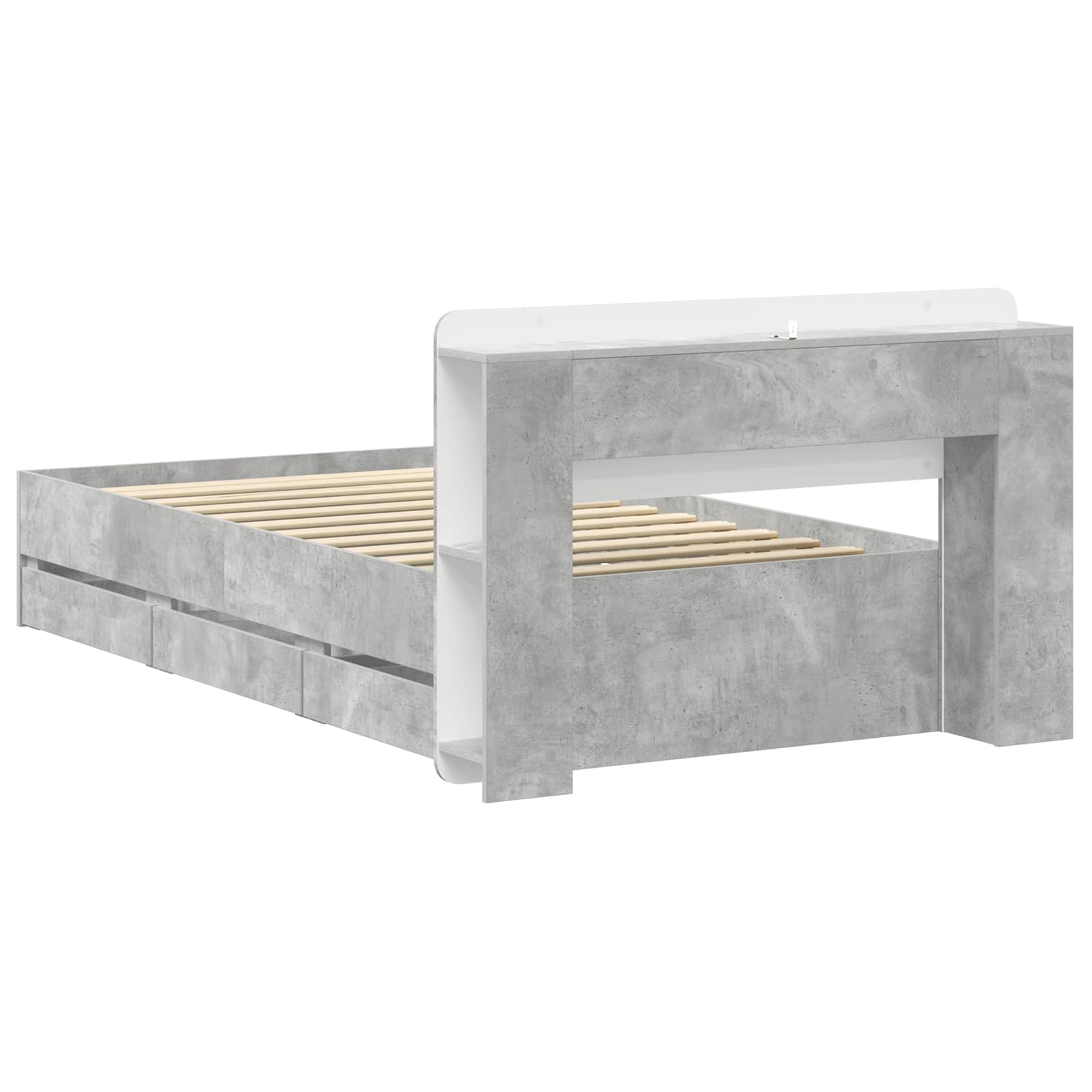 Bettgestell mit Stauraum Betongrau 75 x 190 cm Holzwerkstoff
