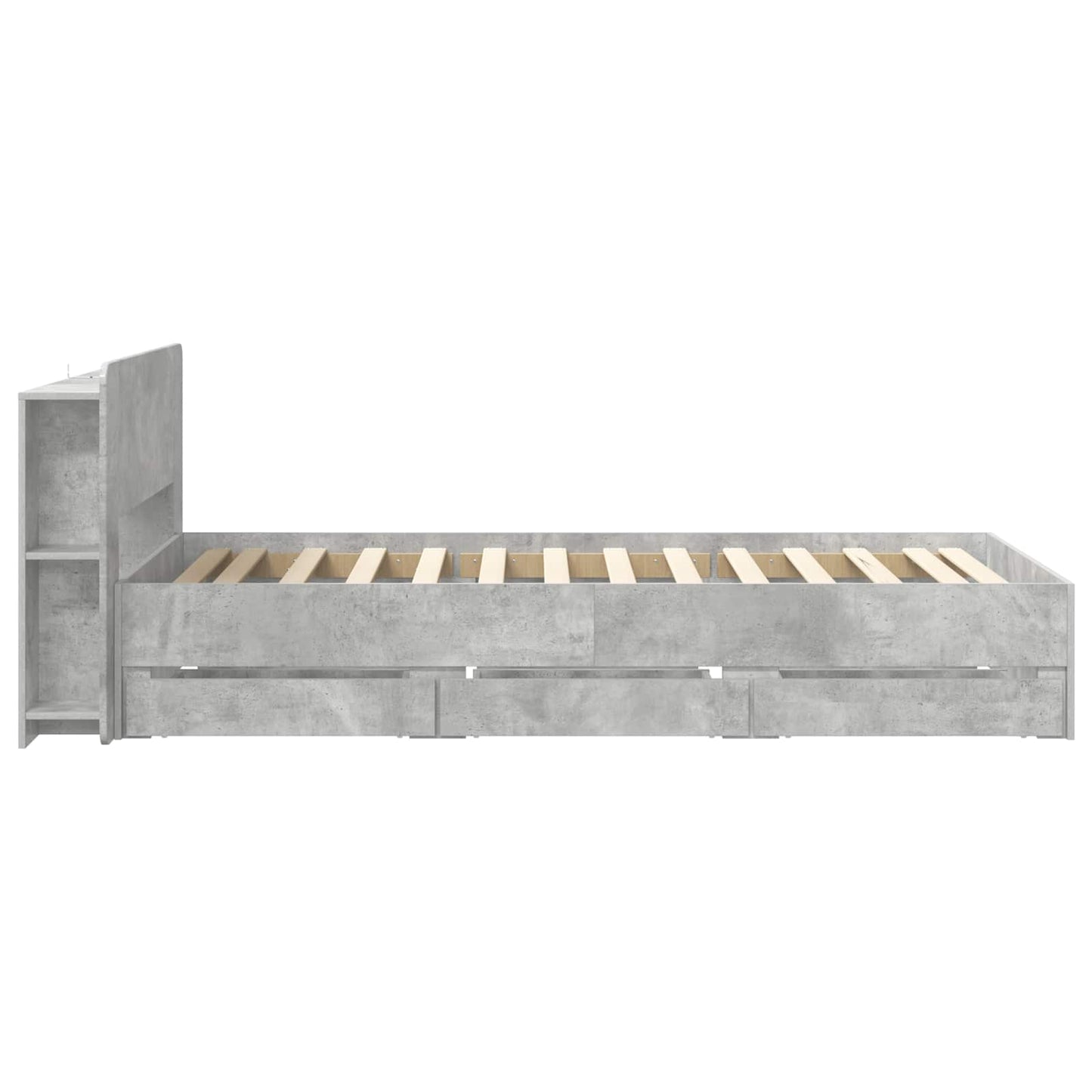 Bettgestell mit Stauraum Betongrau 75 x 190 cm Holzwerkstoff