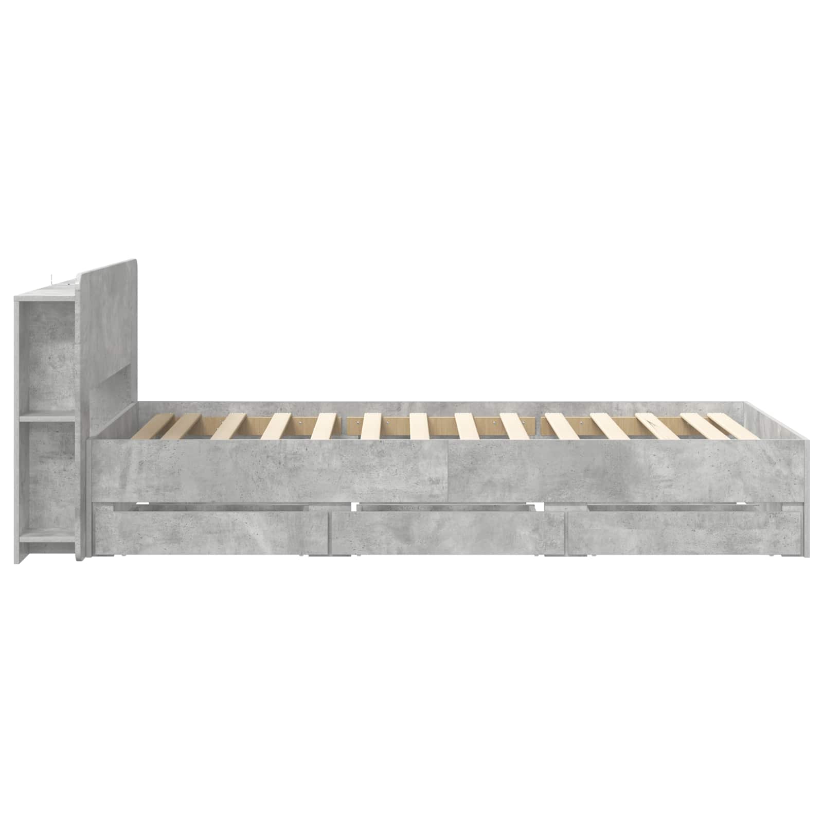 Bettgestell mit Stauraum Betongrau 75 x 190 cm Holzwerkstoff
