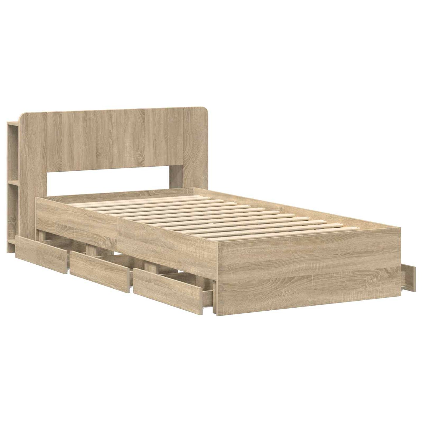 Bettgestell mit Stauraum und Kopfteil Sonoma-Eiche 75 x 190 cm