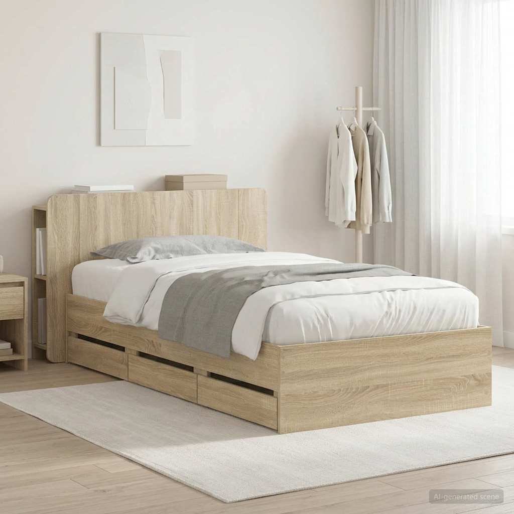 Bettgestell mit Stauraum Sonoma-Eiche 80 x 200 cm Holzwerkstoff