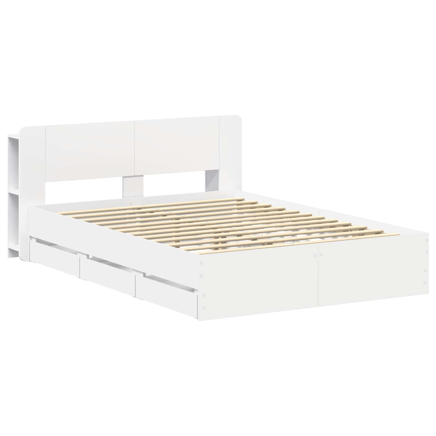 Bettgestell mit Stauraum und Kopfteil Weiß 150 x 200 cm