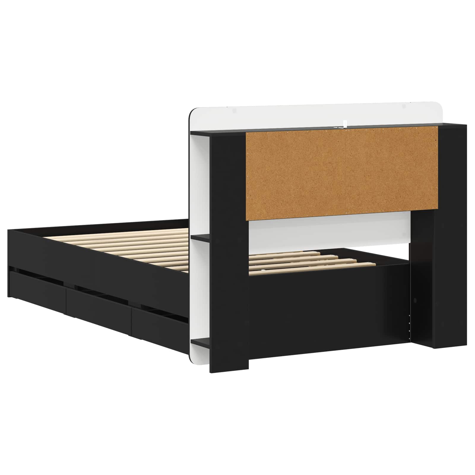 Bettgestell mit Stauraum und Kopfteil Schwarz 75 x 190 cm