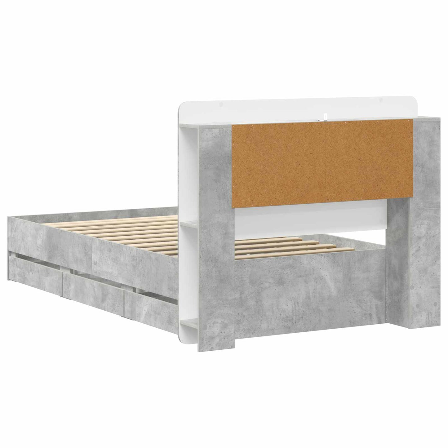 Bettgestell mit Stauraum Betongrau 75 x 190 cm Holzwerkstoff